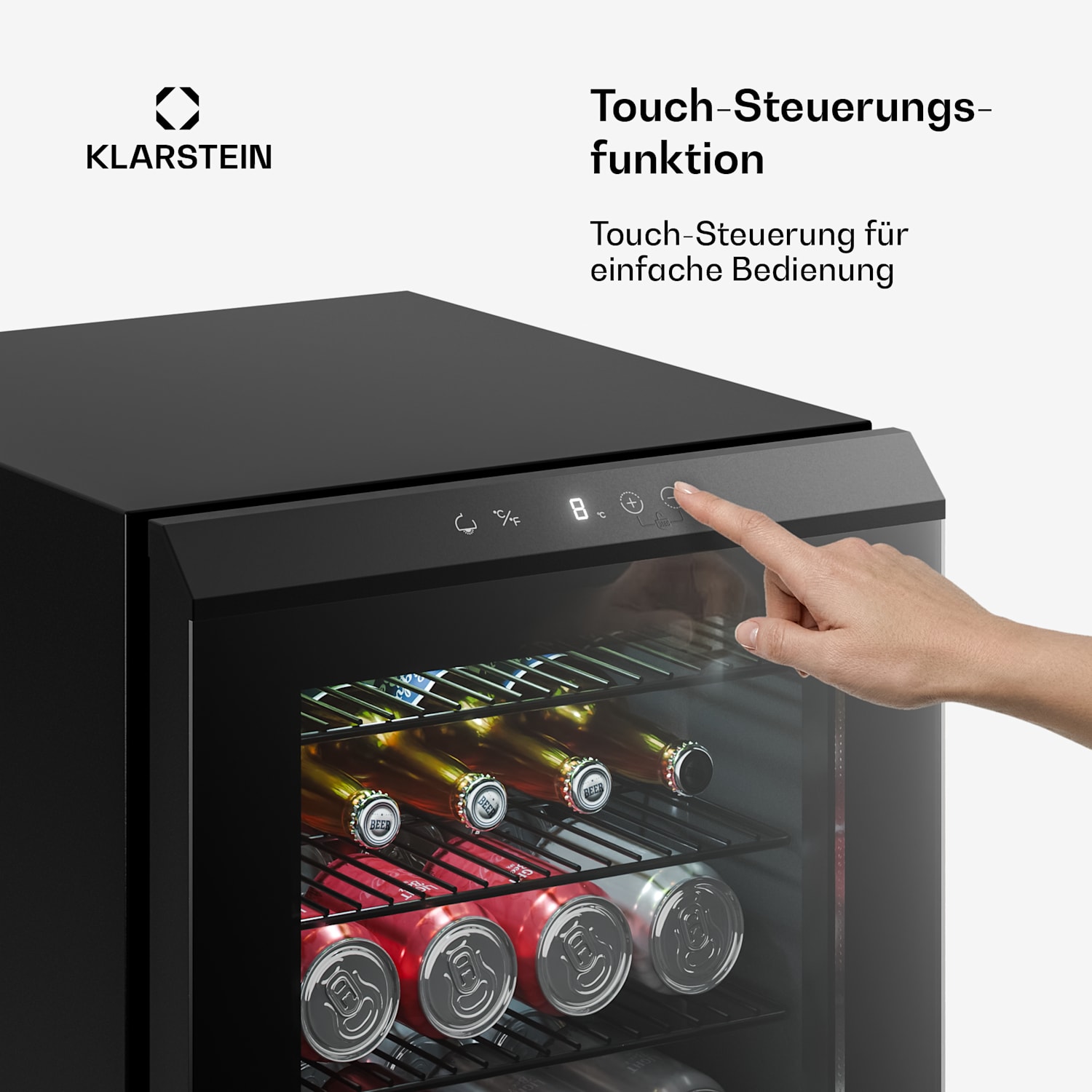 Bevora Getränkekühlschrank | 64,5 x 48 cm | LED-Innenbeleuchtung | Schwarz 62 Ltr