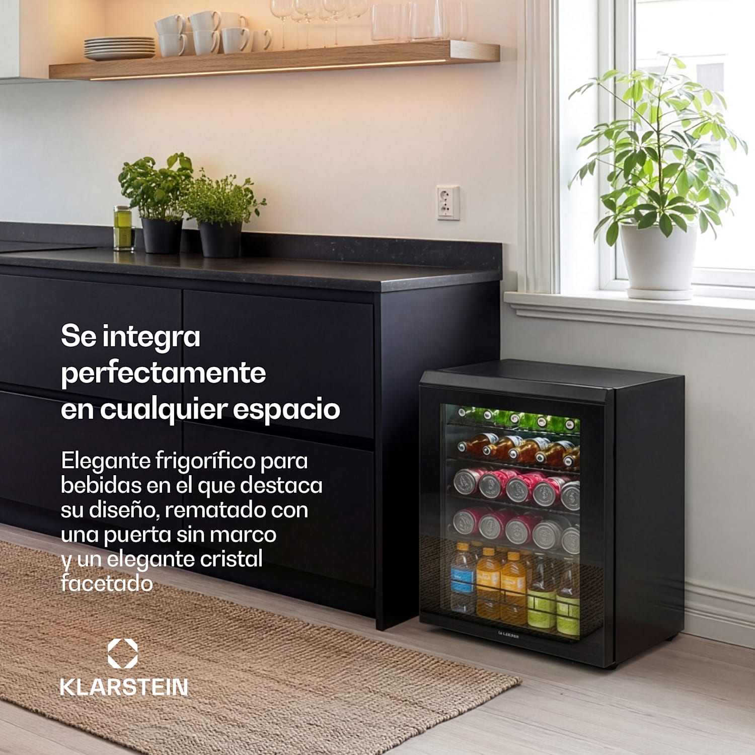 Frigorífico para bebidas Bevora | 64,5 x 48 cm | Iluminación interior LED | Negro 62 L