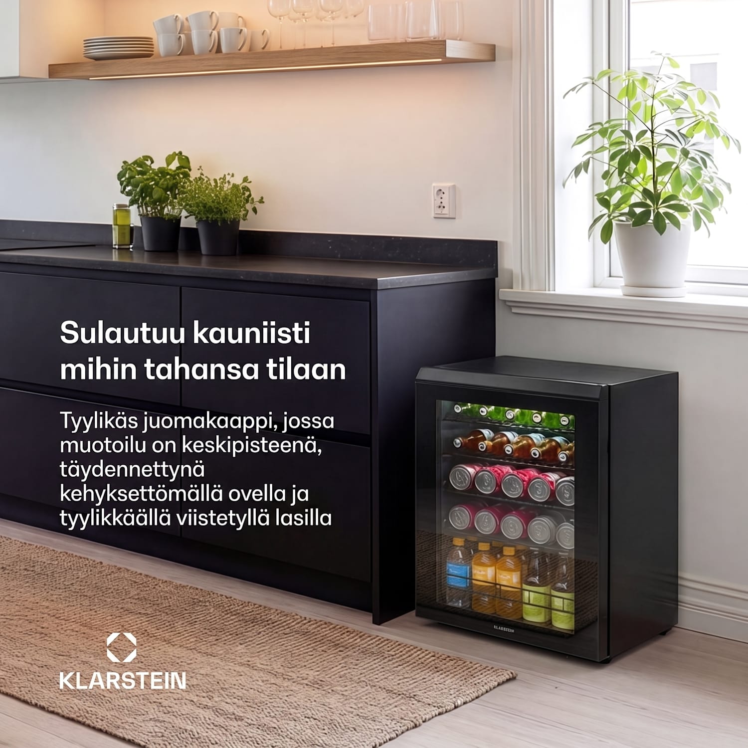 Bevora juomajääkaappi | 64,5 x 48 cm | LED-sisävalo | Musta 62 l