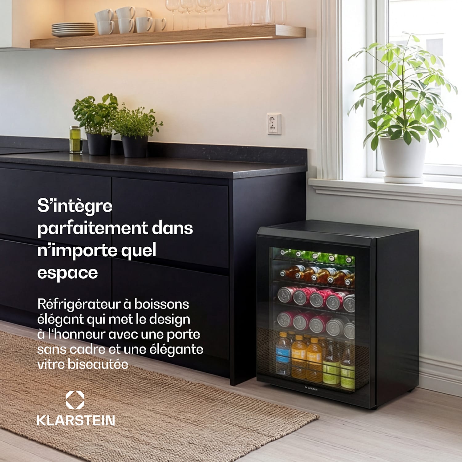 Bevora drankkoelkast | 64,5 x 48 cm | LED-binnenverlichting | zwart 62 Ltr