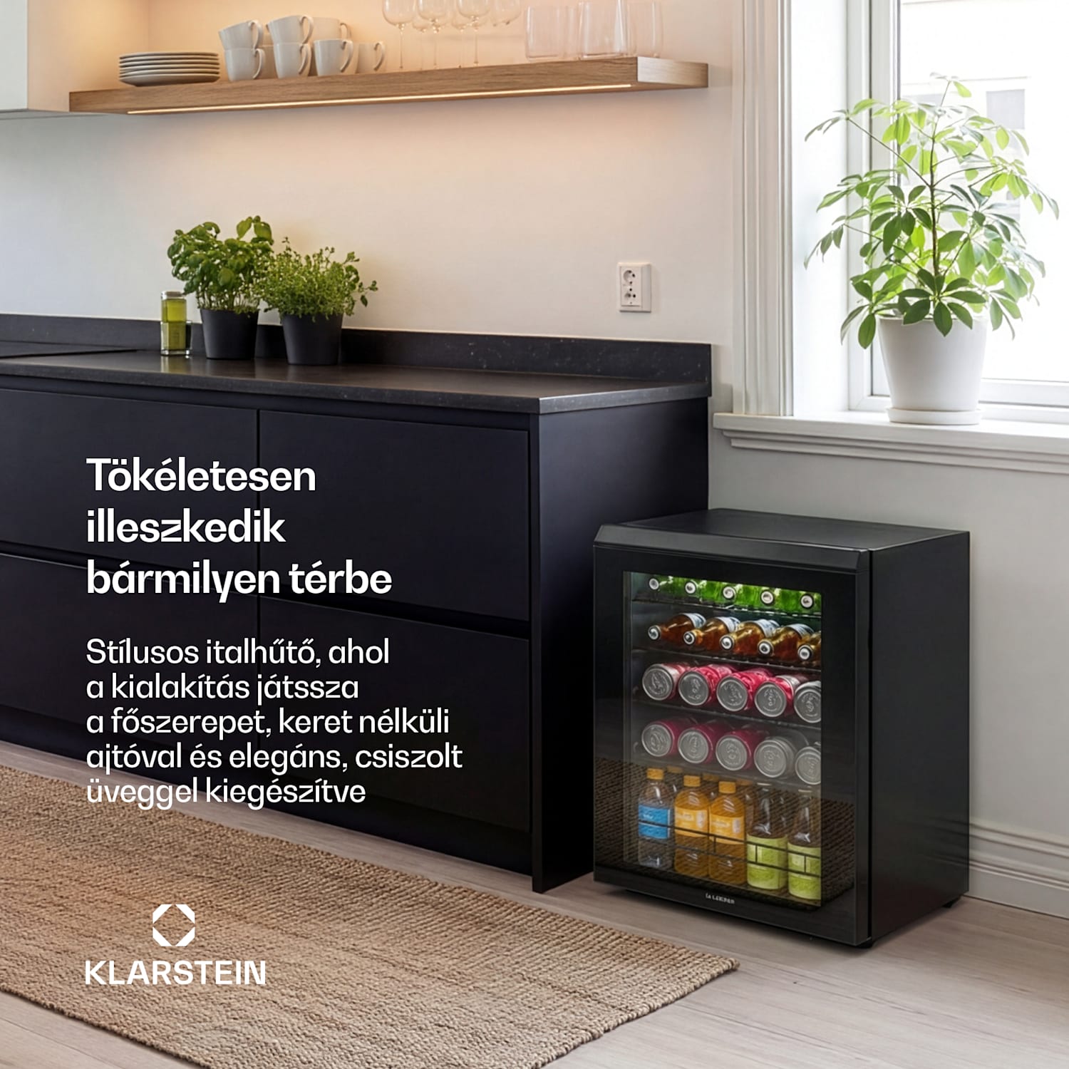 Bevora italhűtő | 64,5 x 48 cm | LED belső világítás | Fekete 62 Ltr