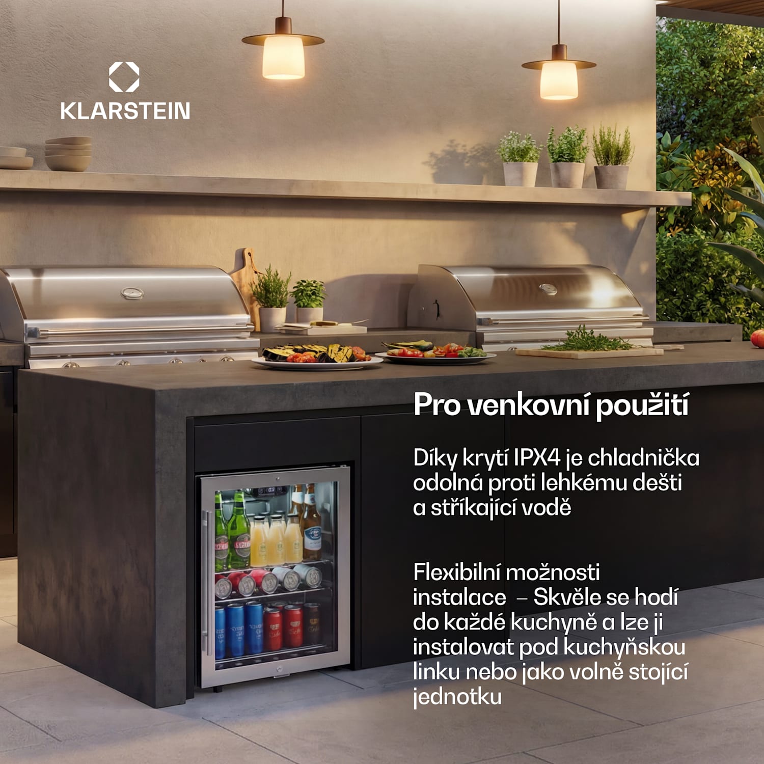 LuxeChill lednice na nápoje | 64 x 48 cm | LED vnitřní osvětlení | Černá 