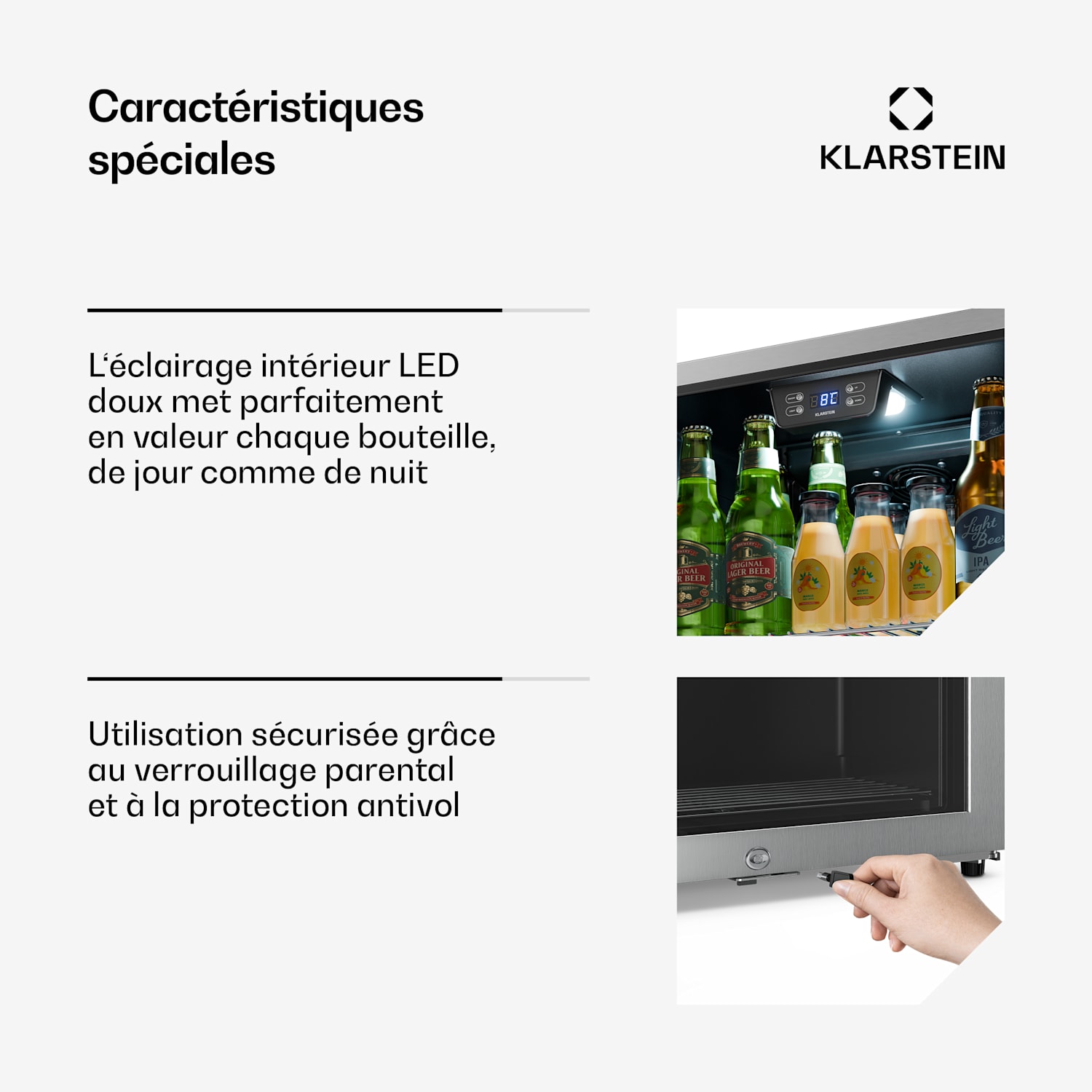 LuxeChill drankkoelkast | 64 x 48 cm | LED-binnenverlichting | zwart 