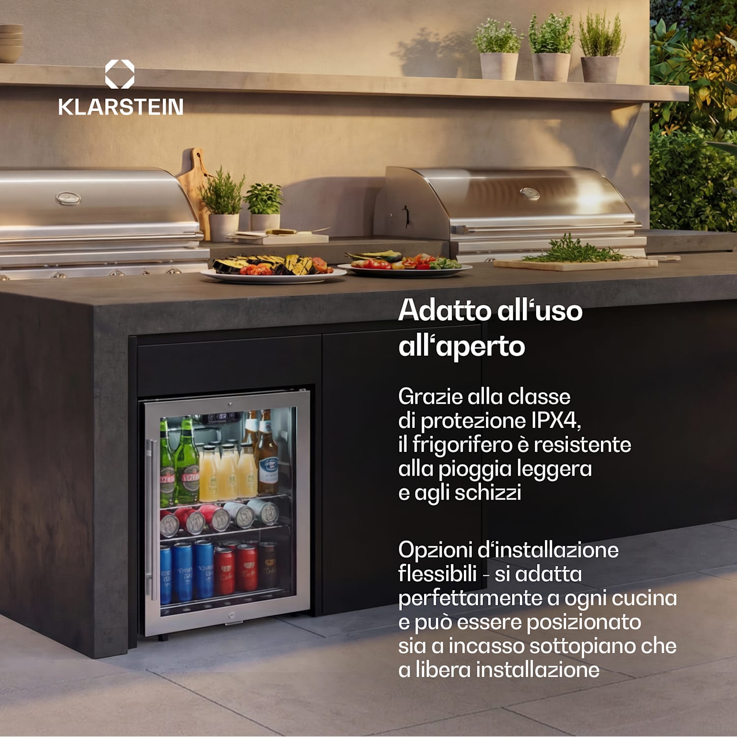LuxeChill- Frigorifero per bevande | 64 x 48 cm | Illuminazione interna a LED | Nero 