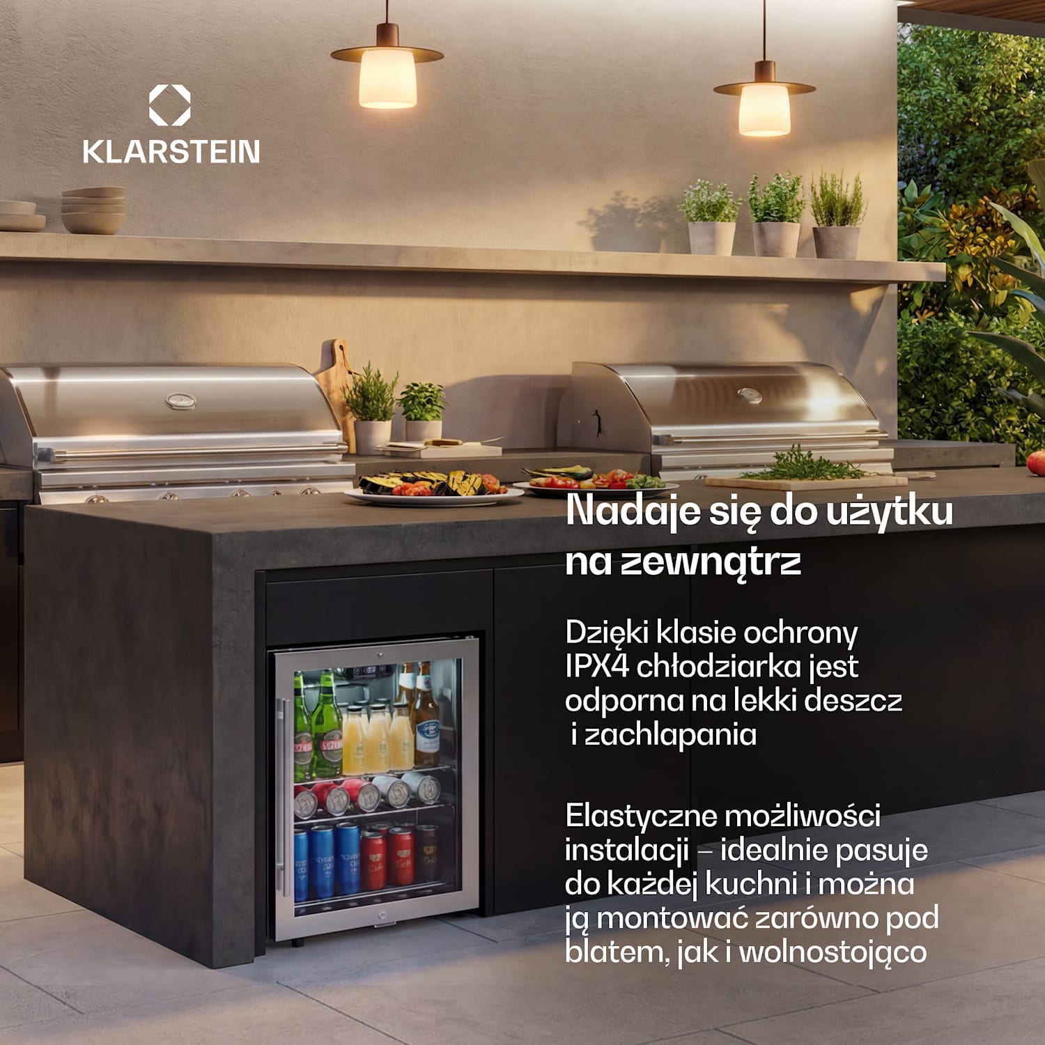 LuxeChill lodówka na napoje | 64 x 48 cm | wewnętrzne oświetlenie LED | czarna 