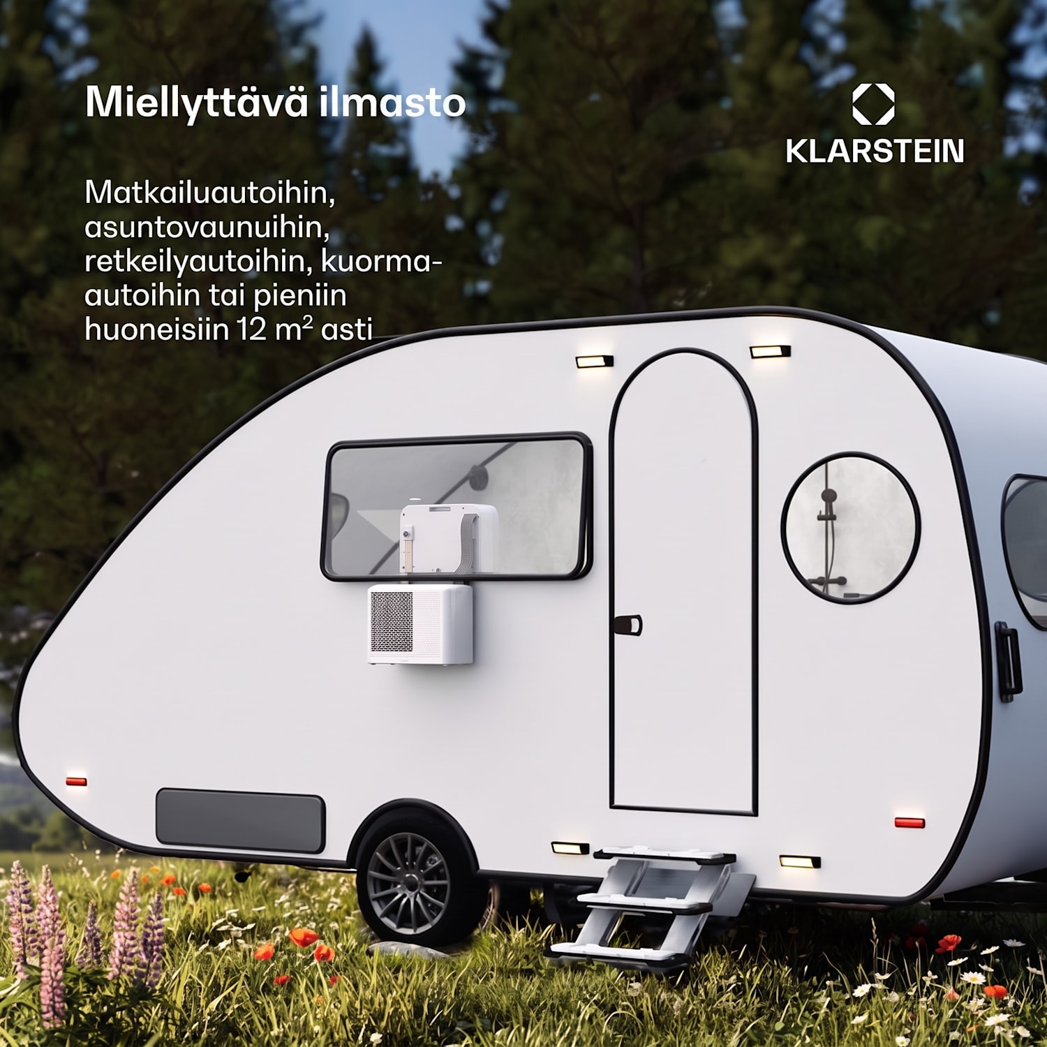 Chillavan mobiililaitteinen ilmastointilaite asuntovaunuille | 5000 BTU | 33 cm | 12,2 m² | Energiatehokkuusluokka A 