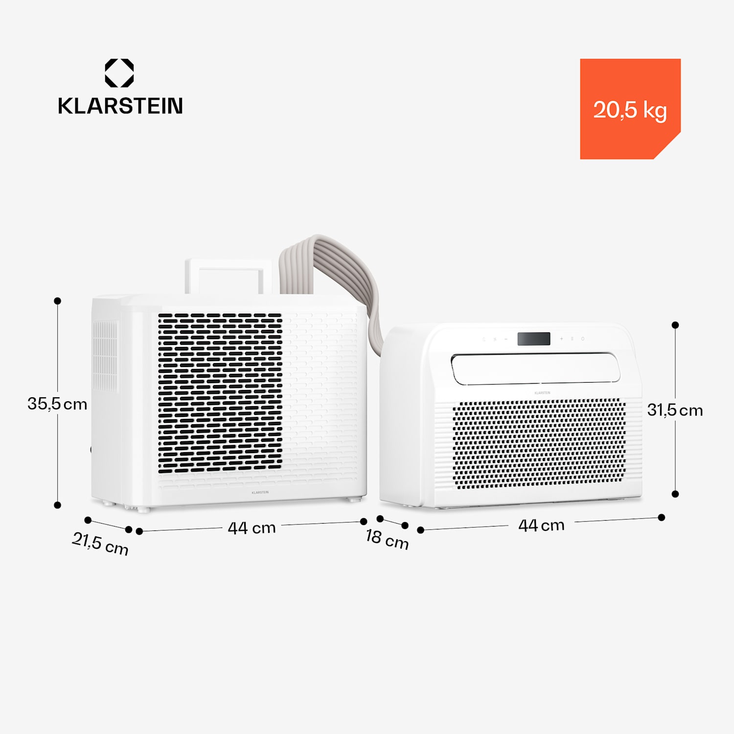 Chillavan mobile air conditioner for motorhomes | 5000 BTU | 33 cm | 20 m² | energy efficiency class A 