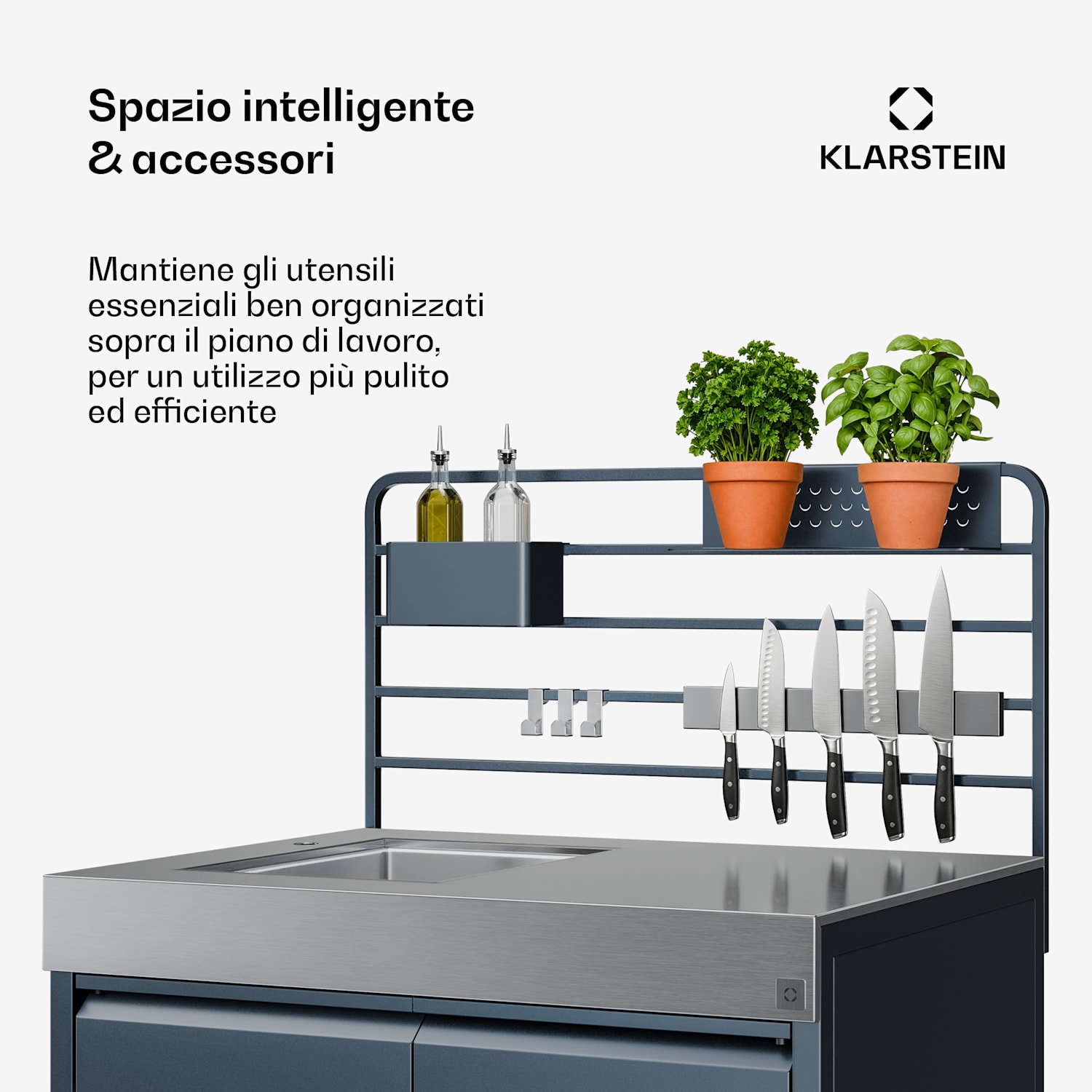 WaldChef - Mobile sottolavello | Lavello in acciaio inox | Resistente alle intemperie | 90 x 135 cm 