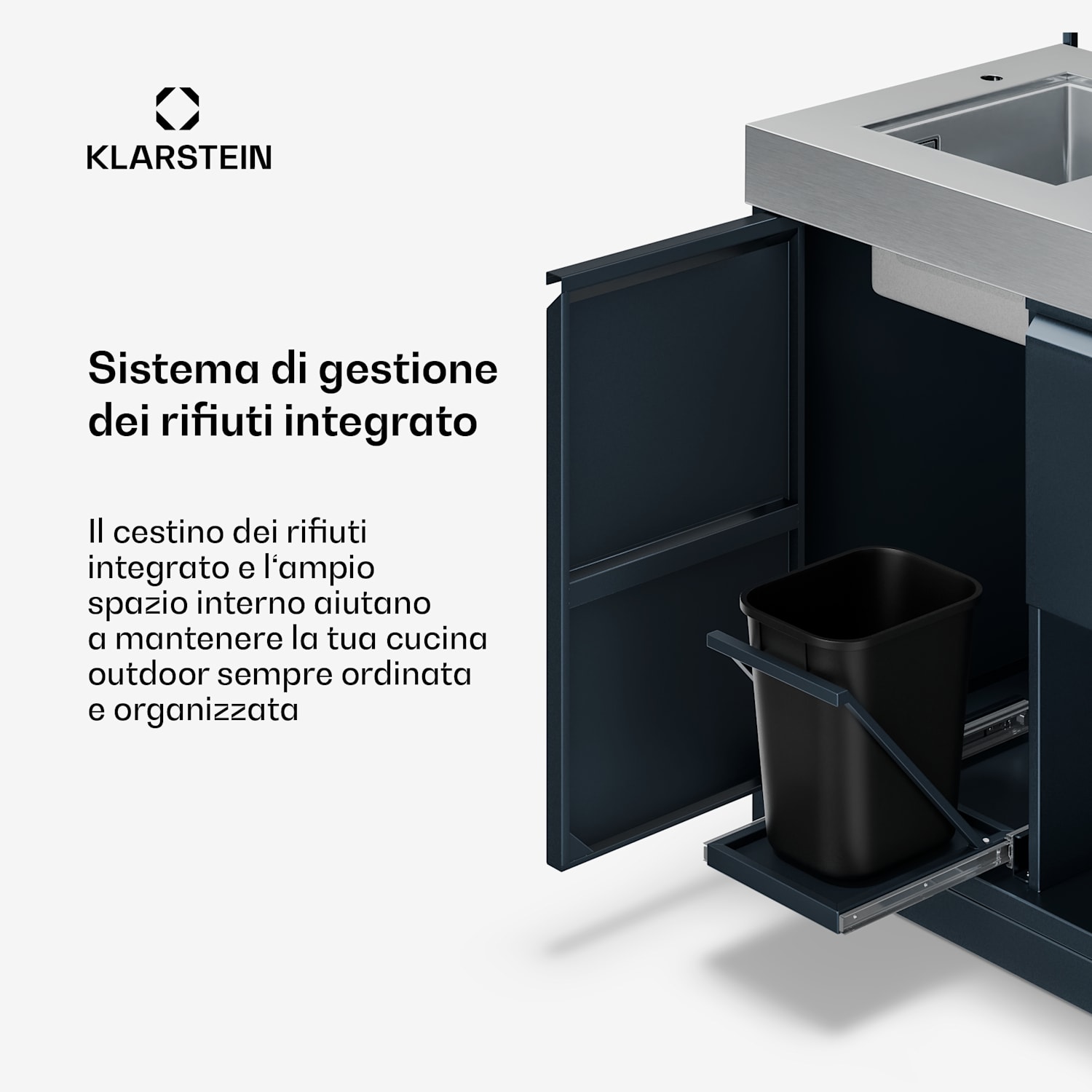 WaldChef - Mobile sottolavello | Lavello in acciaio inox | Resistente alle intemperie | 90 x 135 cm 