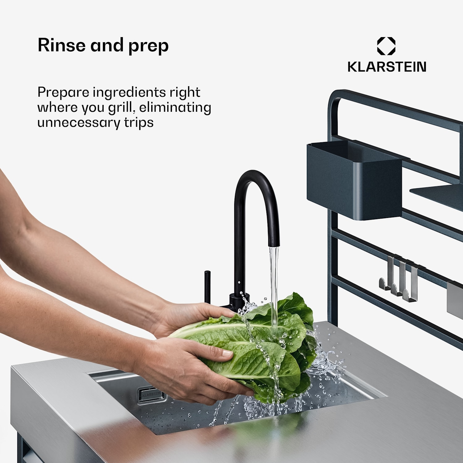 WaldChef onderkast voor spoelbak | RVS-spoelbak | Weerbestendig | 90 x 135 cm 