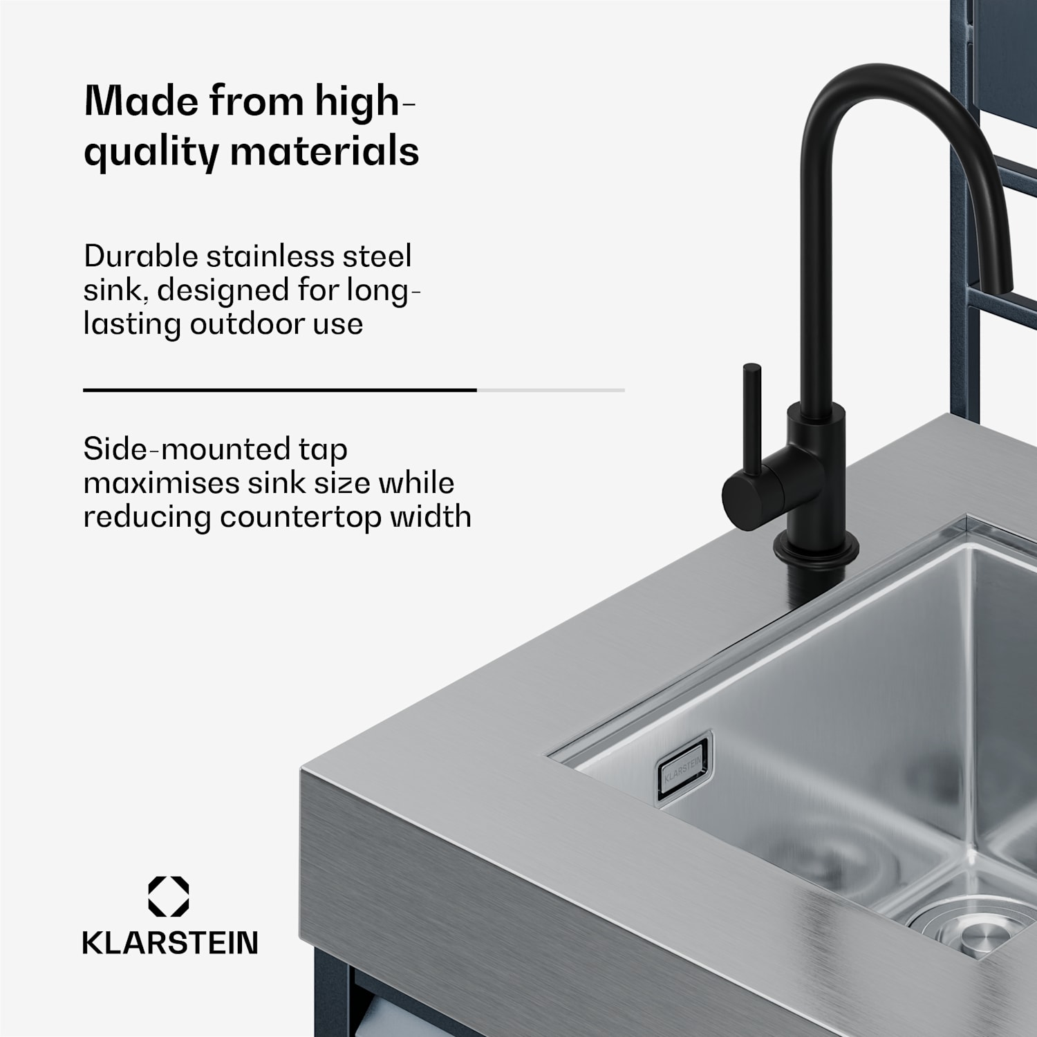 WaldChef onderkast voor spoelbak | RVS-spoelbak | Weerbestendig | 90 x 135 cm 