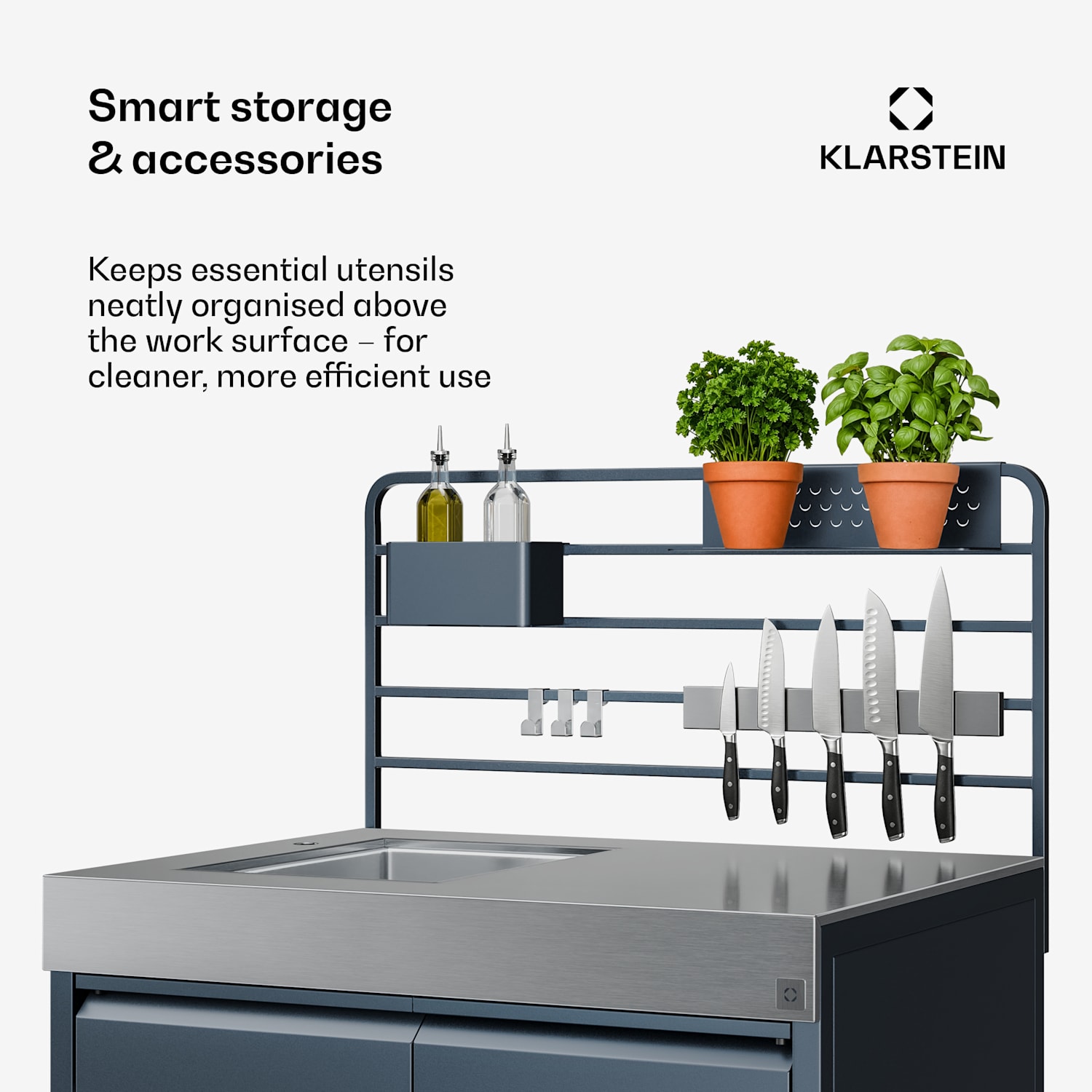 WaldChef onderkast voor spoelbak | RVS-spoelbak | Weerbestendig | 90 x 135 cm 