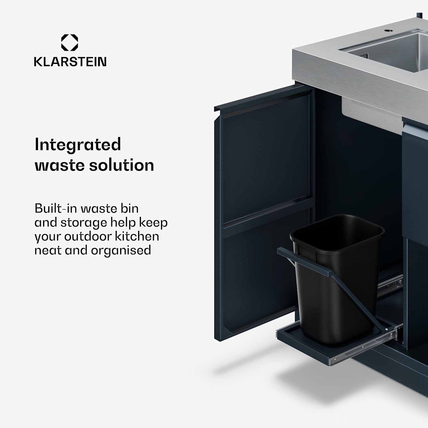 WaldChef onderkast voor spoelbak | RVS-spoelbak | Weerbestendig | 90 x 135 cm 