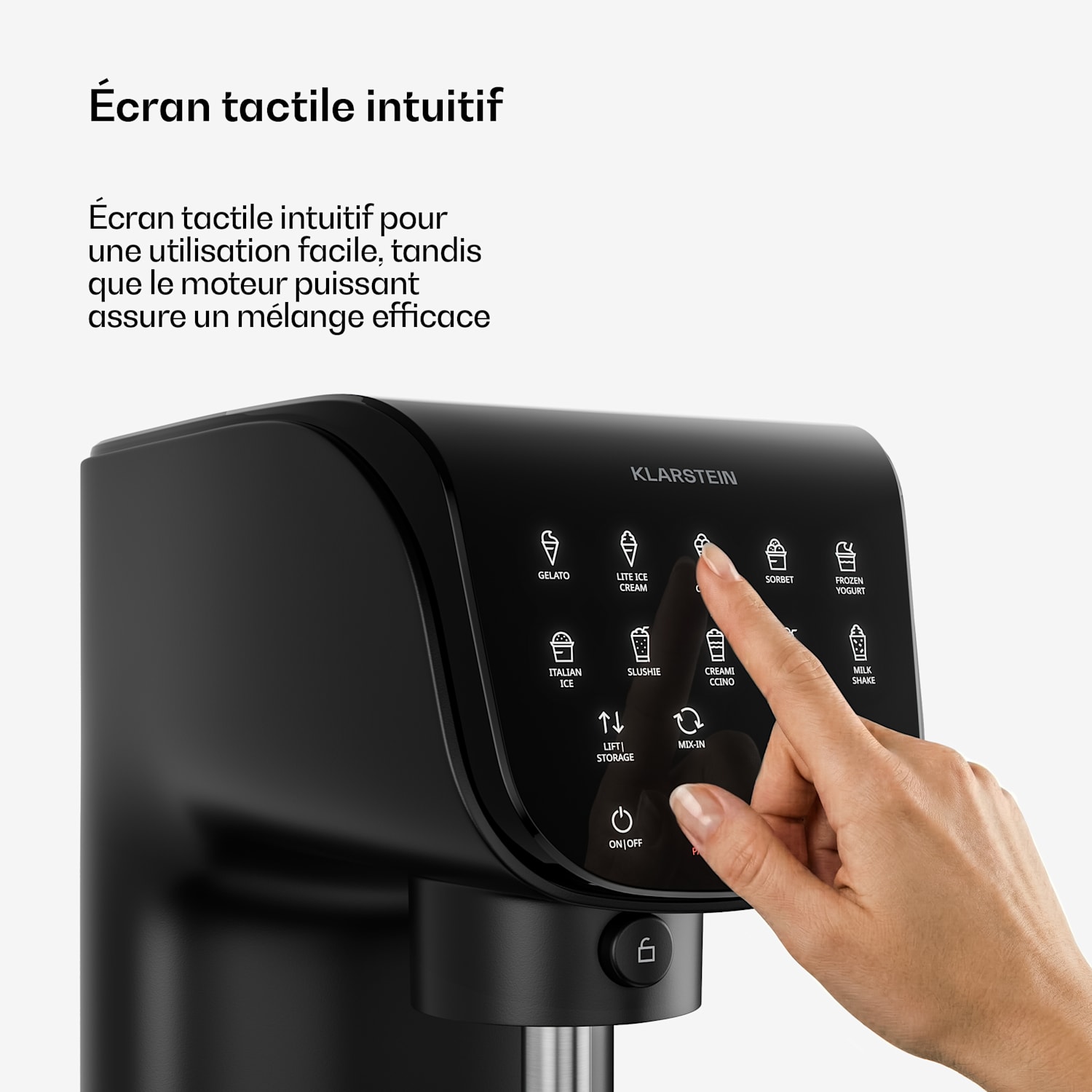 Machine à glace Velaire sans compresseur | 1,8 l | 500 W | 10 programmes | Commande tactile Noir