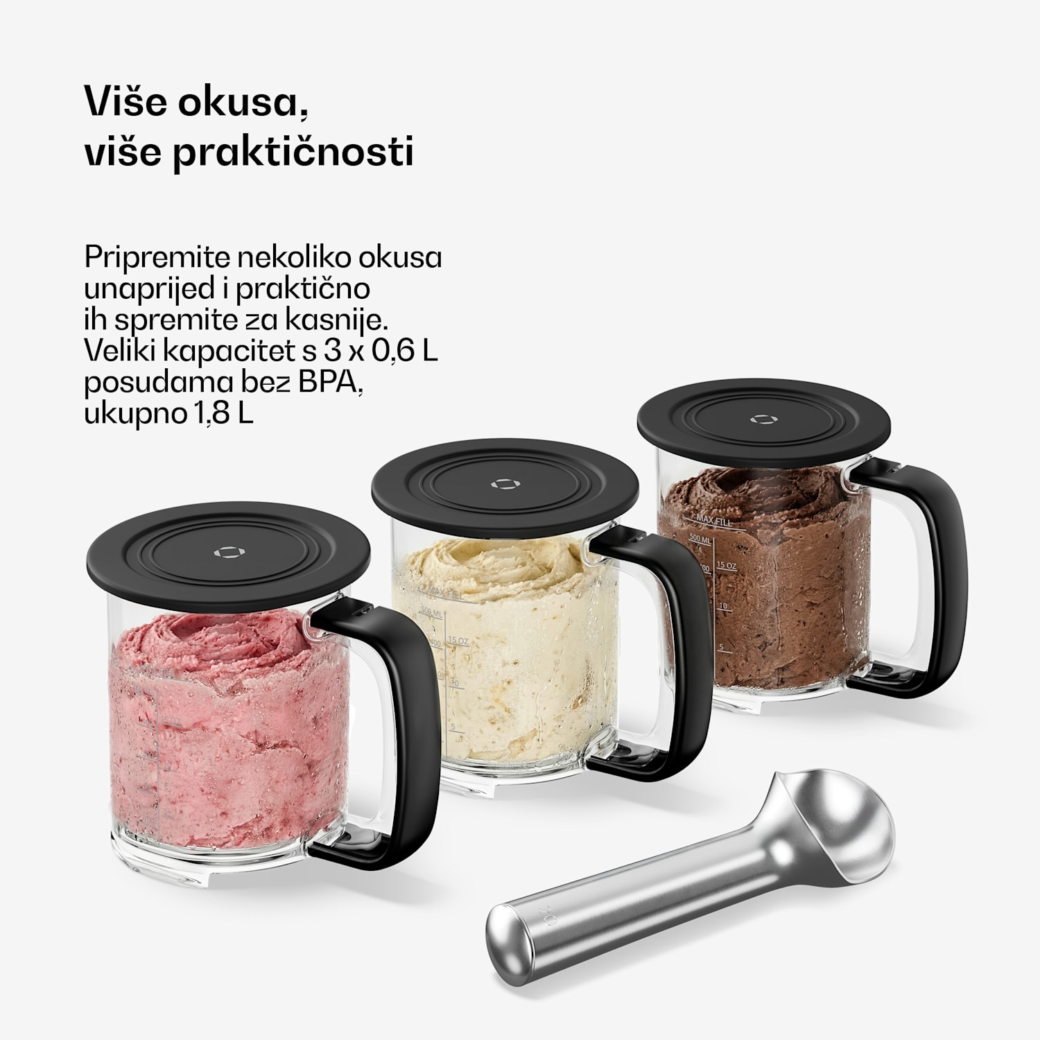 Velaire aparat za sladoled bez kompresora | 1,8 l | 500 W | 10 programa | upravljanje na dodir Crna
