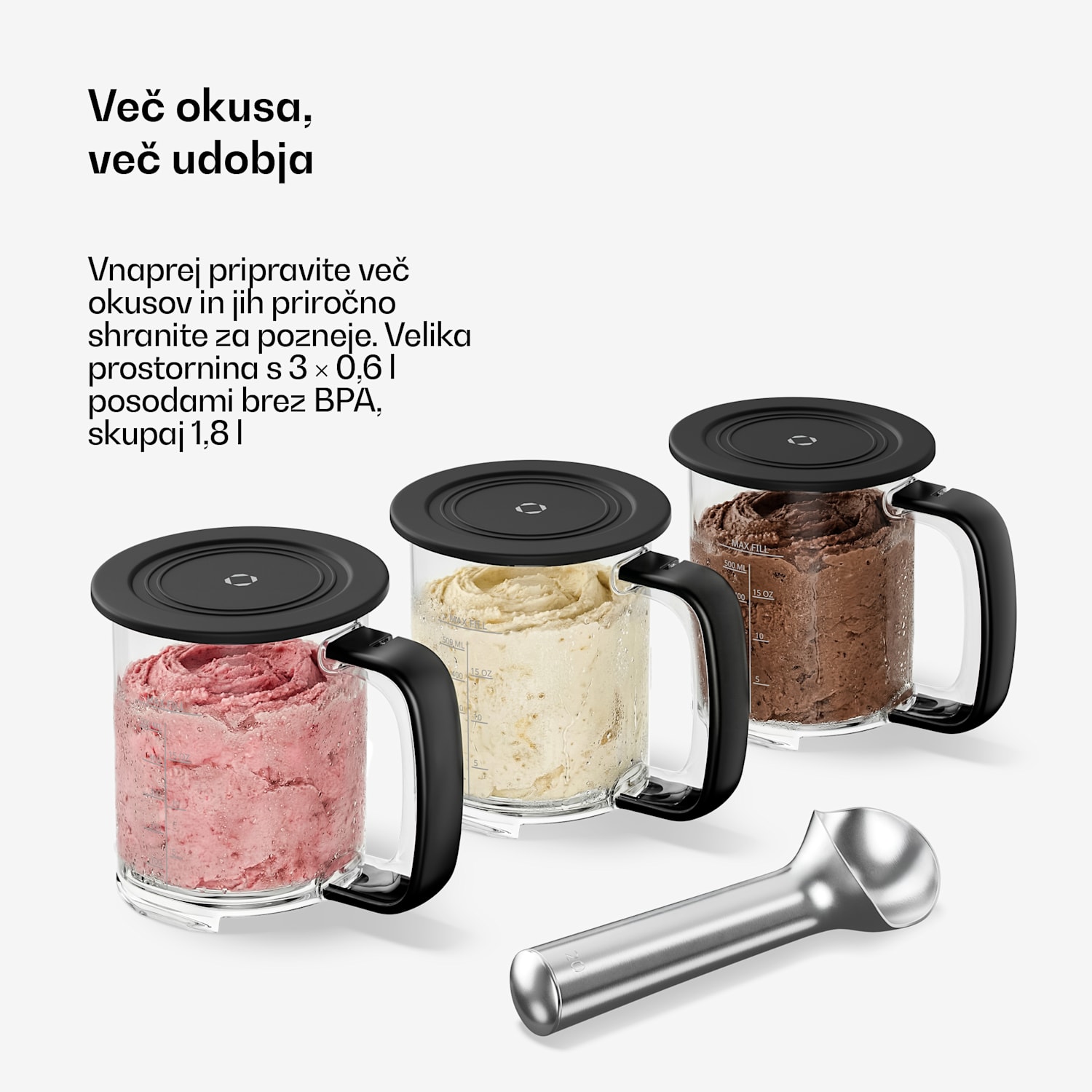 Aparat za sladoled Velaire brez kompresorja | 1,8 l | 500 W | 10 programov | upravljanje na dotik Črna