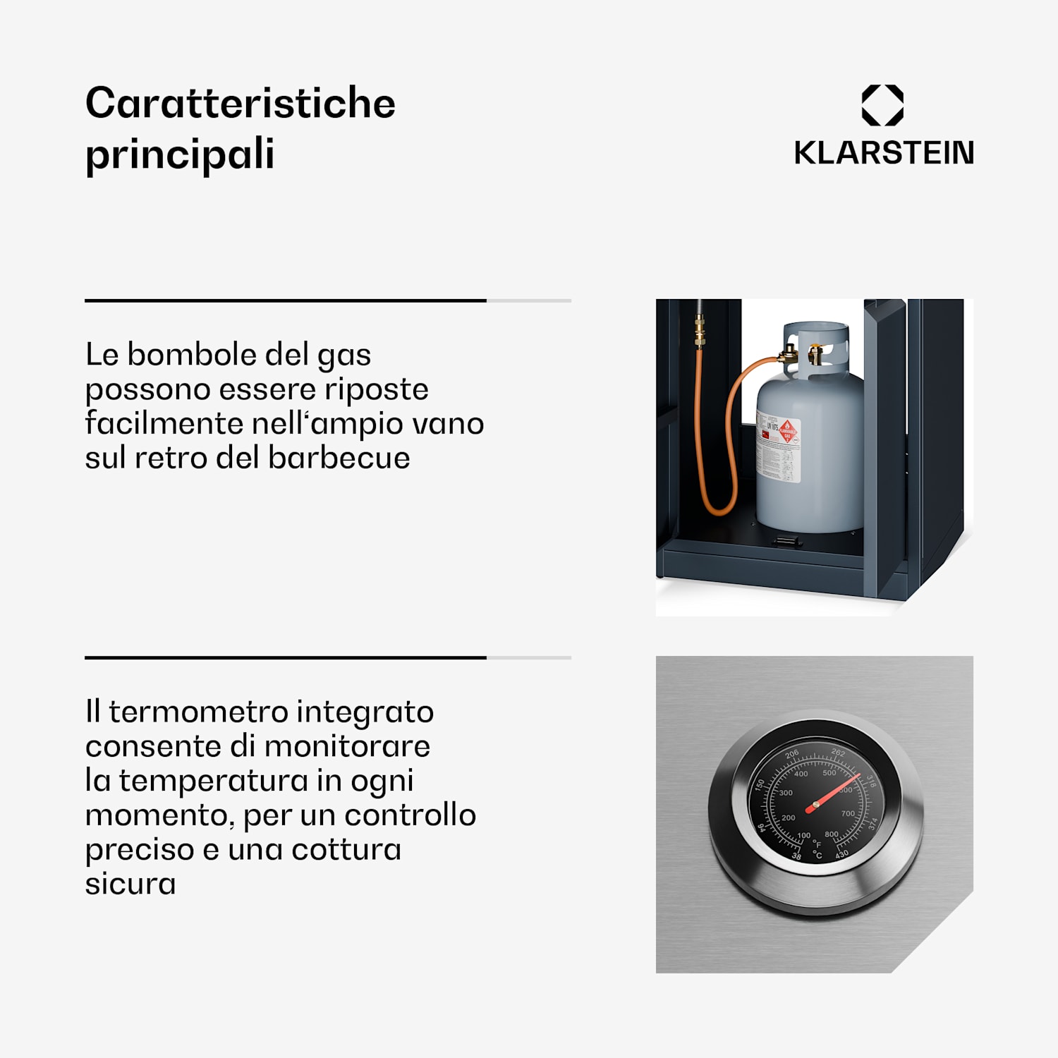 WaldChef barbecue a gas | 4 bruciatori | 50 mbar | 12800 W | griglia in ghisa | acciaio inox 