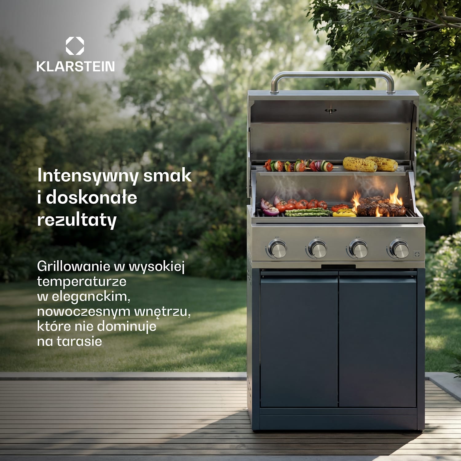 WaldChef grill gazowy | 4 palniki | 50 mbar | 12800 W | ruszt żeliwny | stal nierdzewna 