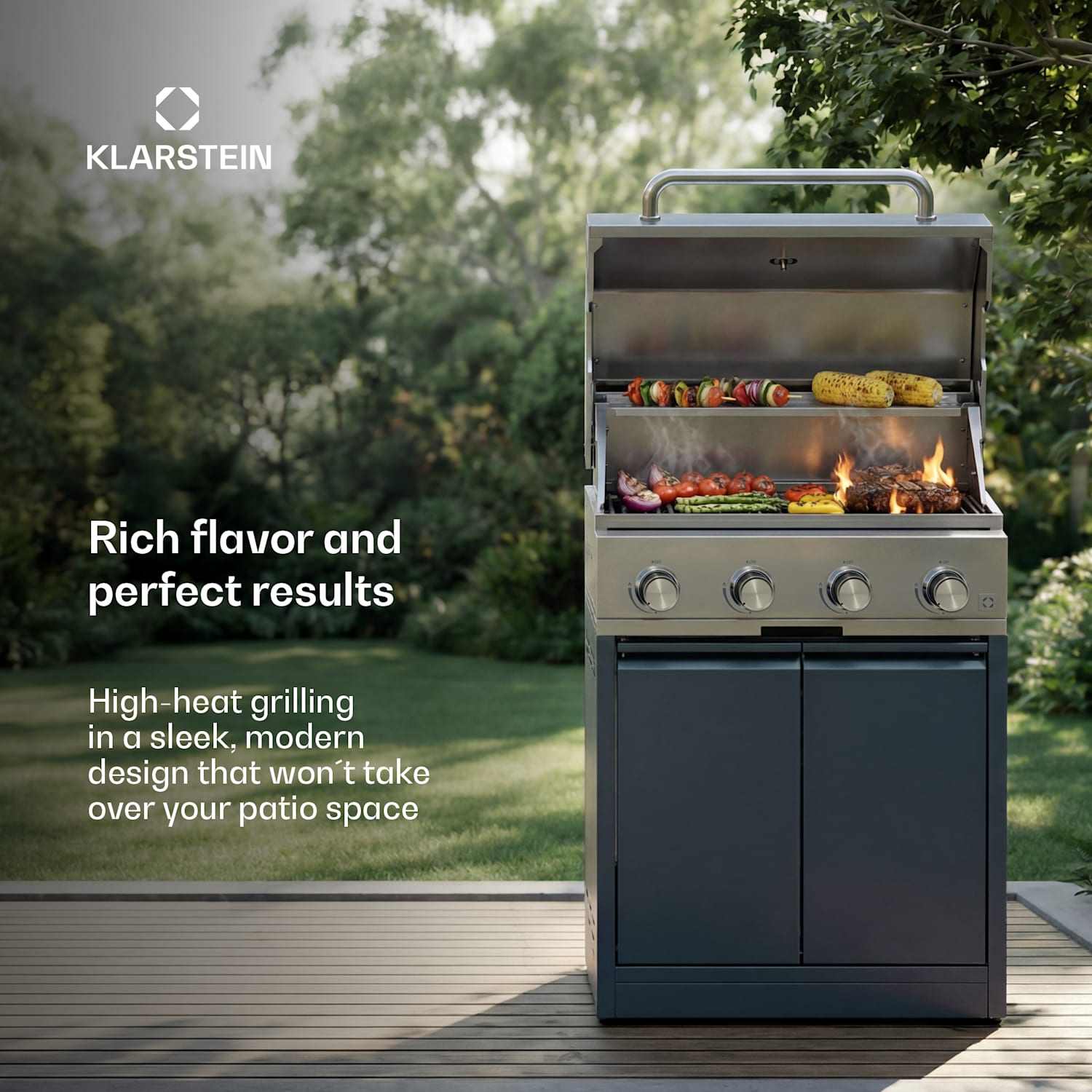 WaldChef Grelhador a gás | 4 queimadores | 50 mbar | 12800 W | Grelha de ferro fundido | Aço inoxidável 