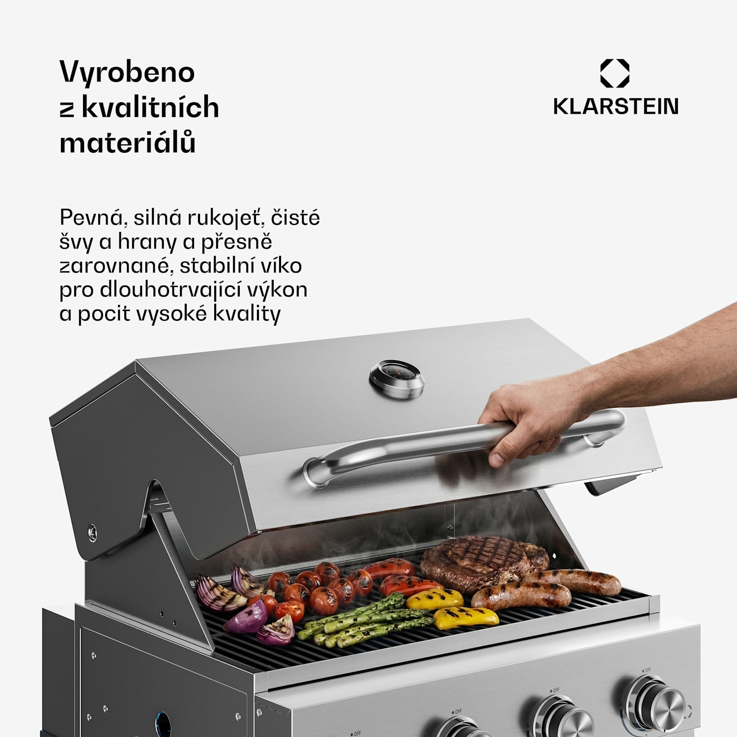 WaldChef plynový gril | 4 hořáky | 30 mbar | 12800 W | Litinový rošt | Nerezová ocel 