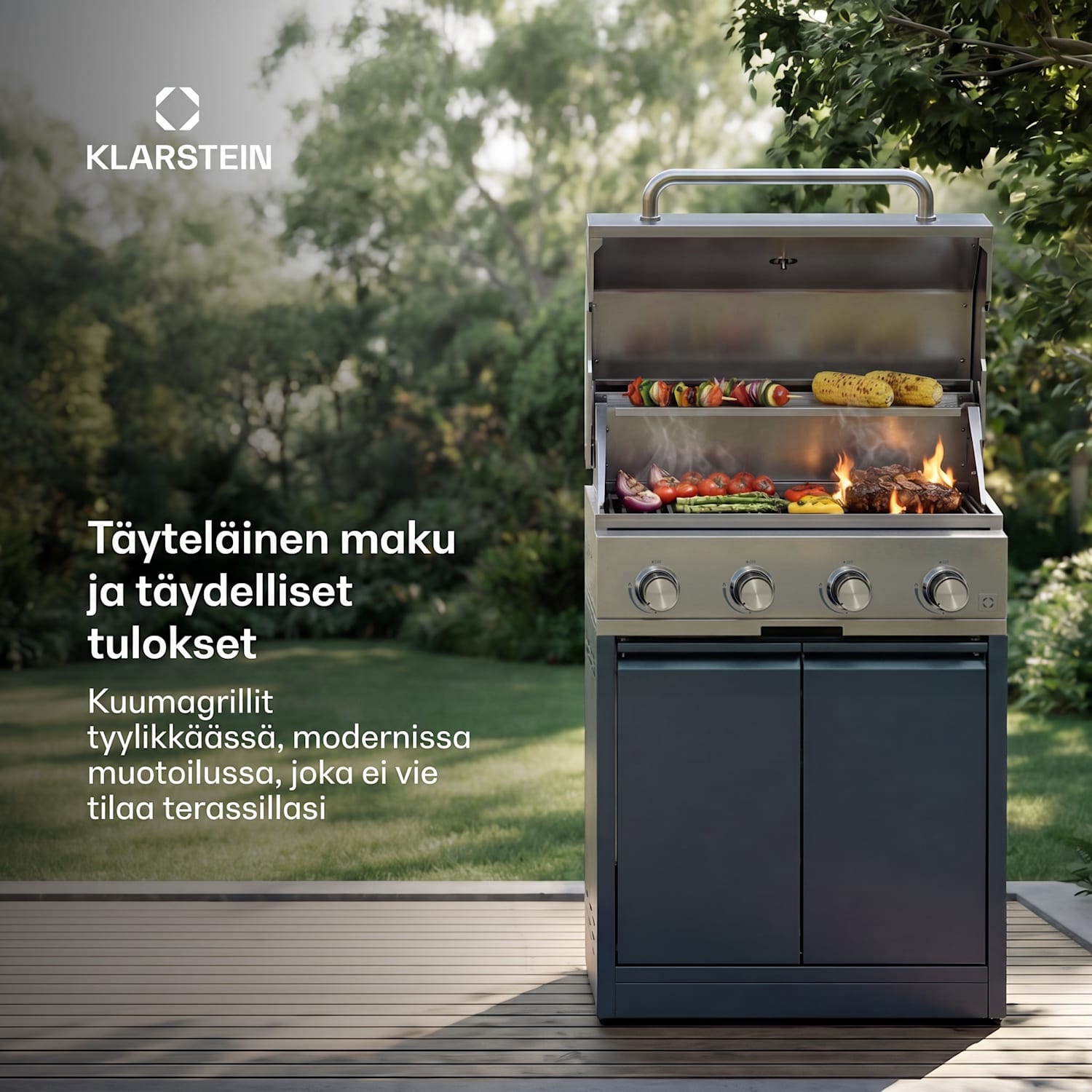 WaldChef ulkokeittiö | Kaasugrilli | 4 poltinta | 30 mbar | 12800 W | Valurautaritilä | Ruostumaton teräs Kaasugrilli 30mbar
