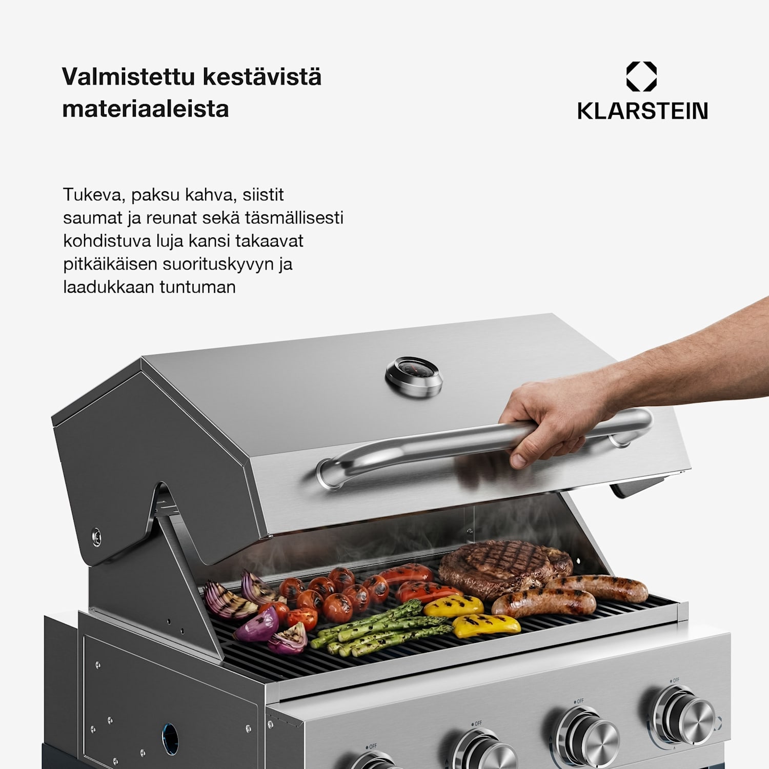 WaldChef ulkokeittiö | Kaasugrilli | 4 poltinta | 30 mbar | 12800 W | Valurautaritilä | Ruostumaton teräs Kaasugrilli 30mbar