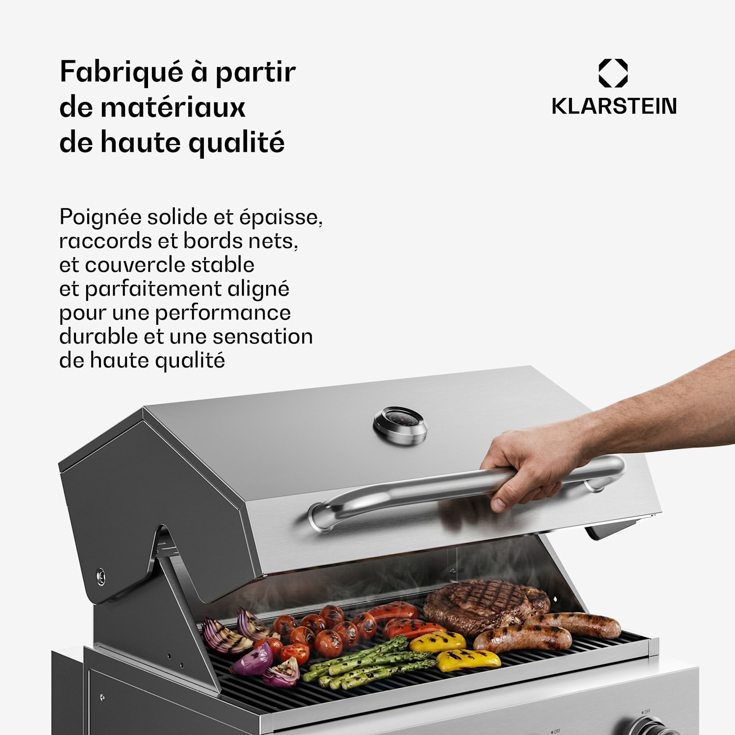 WaldChef Barbecue à gaz | 4 brûleurs | 30 mbar | 12800 W | Grille en fonte | Acier inoxydable 