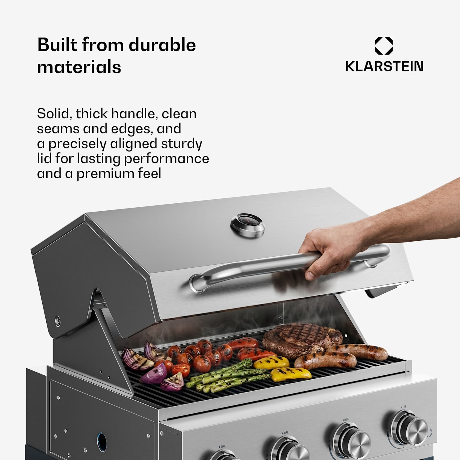 WaldChef gas grill | 4 burners | 30 mbar | 12,800 W | cast iron grate | stainless steel 