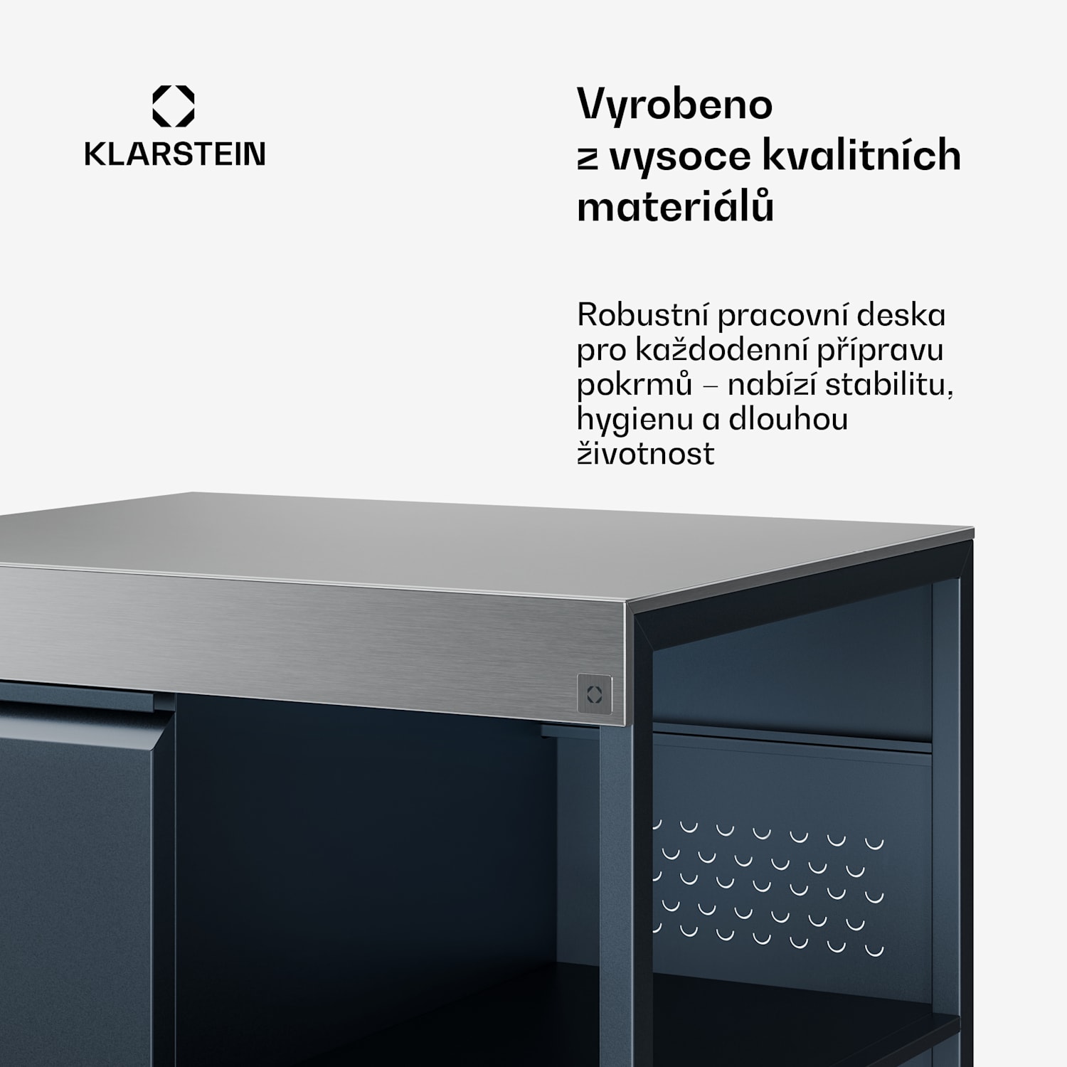 WaldChef úložná skříňka | Pracovní deska z nerezavějící oceli | Odolná vůči povětrnostním vlivům | 90 x 90 cm 