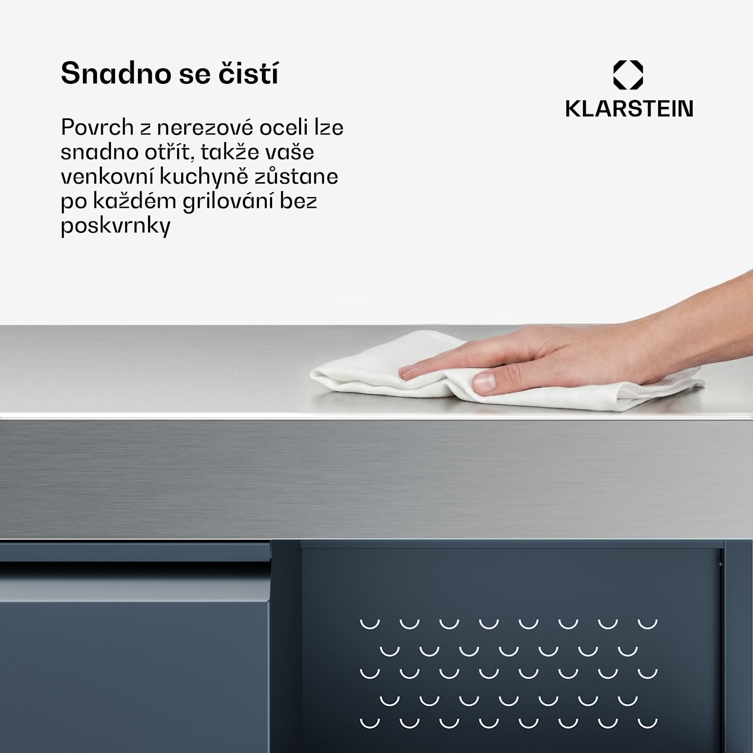 WaldChef úložná skříňka | Pracovní deska z nerezavějící oceli | Odolná vůči povětrnostním vlivům | 90 x 90 cm 