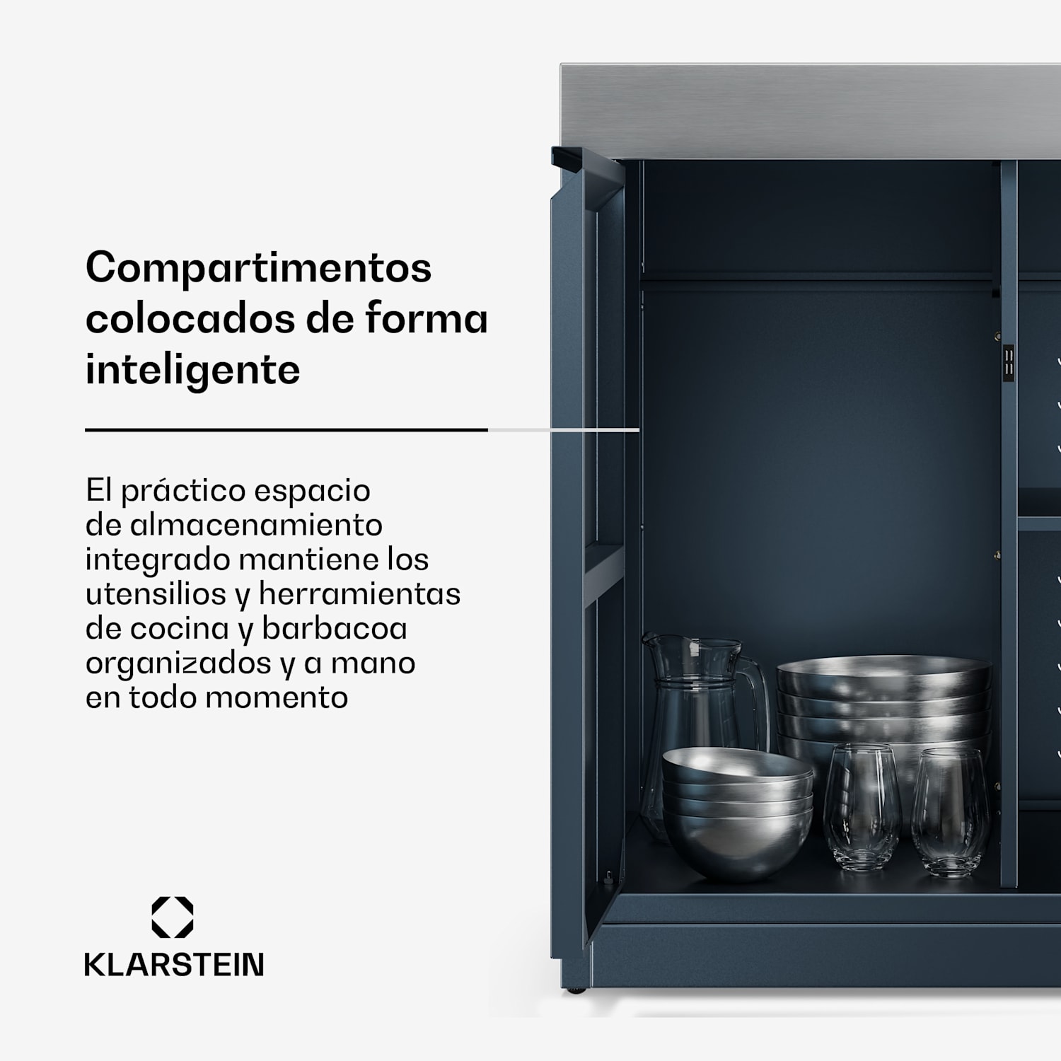 Armario de almacenamiento WaldChef | Encimera de acero inoxidable | Resistente a la intemperie | 90 x 90 cm 