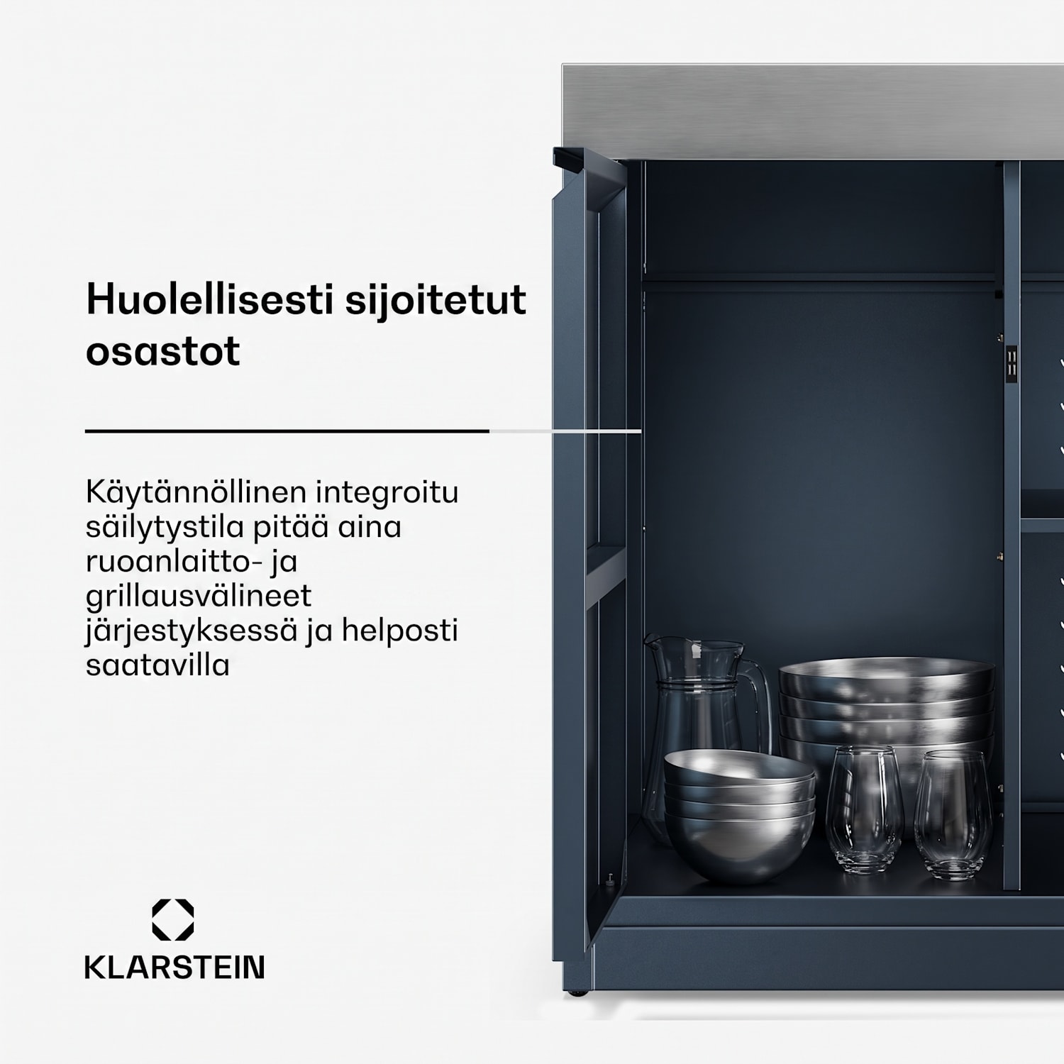 WaldChef ulkokeittiö | keittiökaappi | ruostumaton teräs työtaso | säänkestävä | 90 x 90 cm Keittiön kaappi
