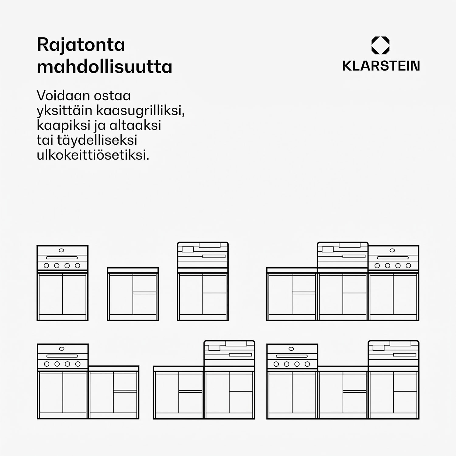 WaldChef ulkokeittiö | keittiökaappi | ruostumaton teräs työtaso | säänkestävä | 90 x 90 cm Keittiön kaappi