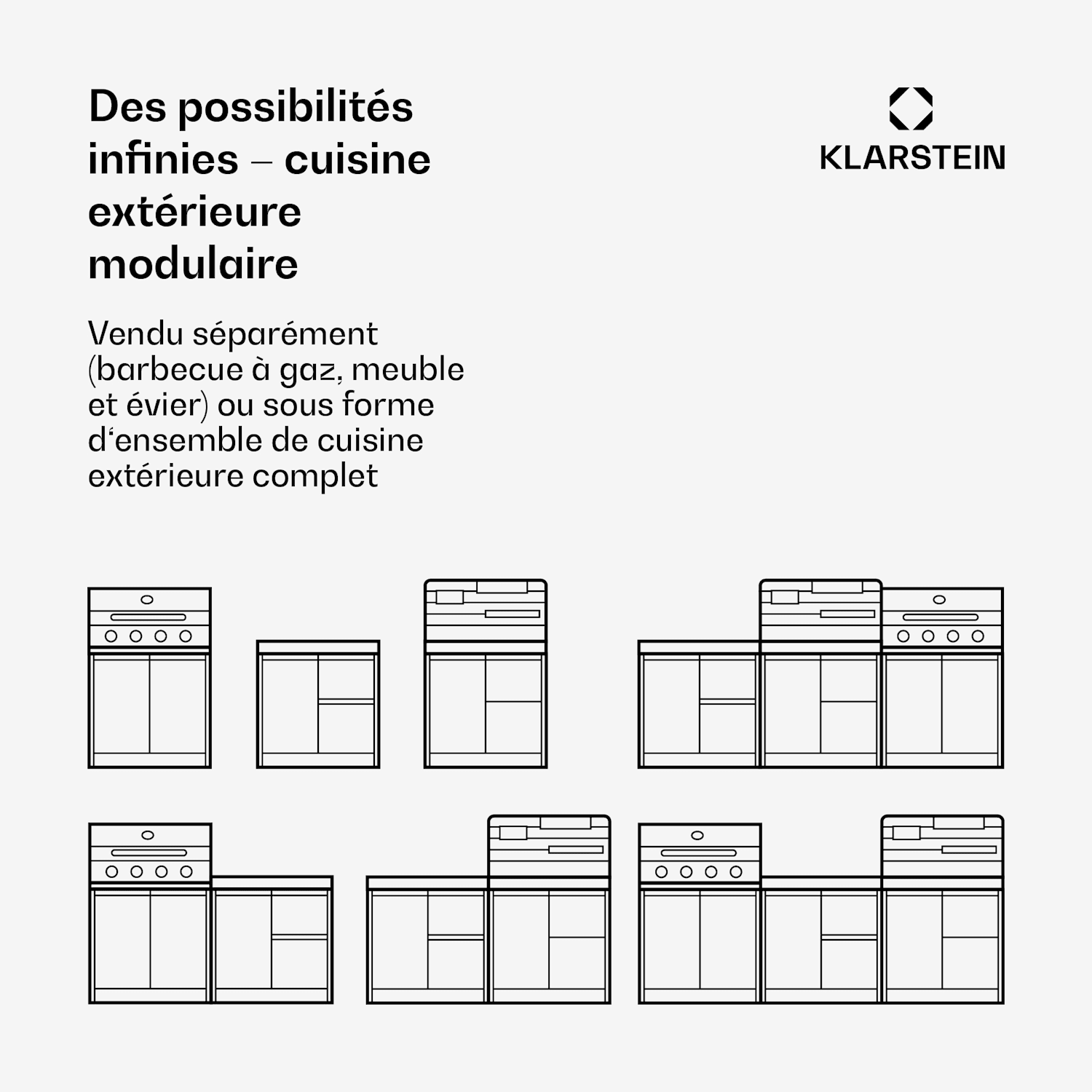 WaldChef Placard de rangement | Plan de travail en acier inoxydable | Résistant aux intempéries | 90 x 90 cm 