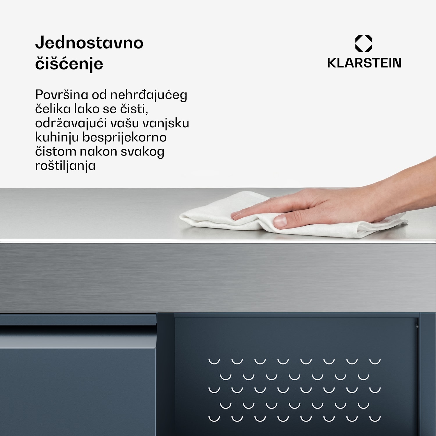 WaldChef ormarić za pohranu | Radna ploča od nehrđajućeg čelika | Otporan na vremenske uvjete | 90 x 90 cm 