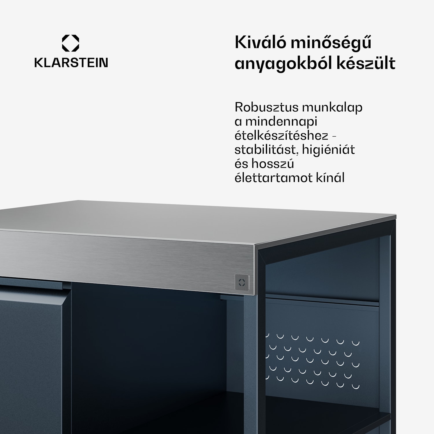 WaldChef tárolószekrény | Rozsdamentes acél munkalap | Időjárásálló | 90 x 90 cm 