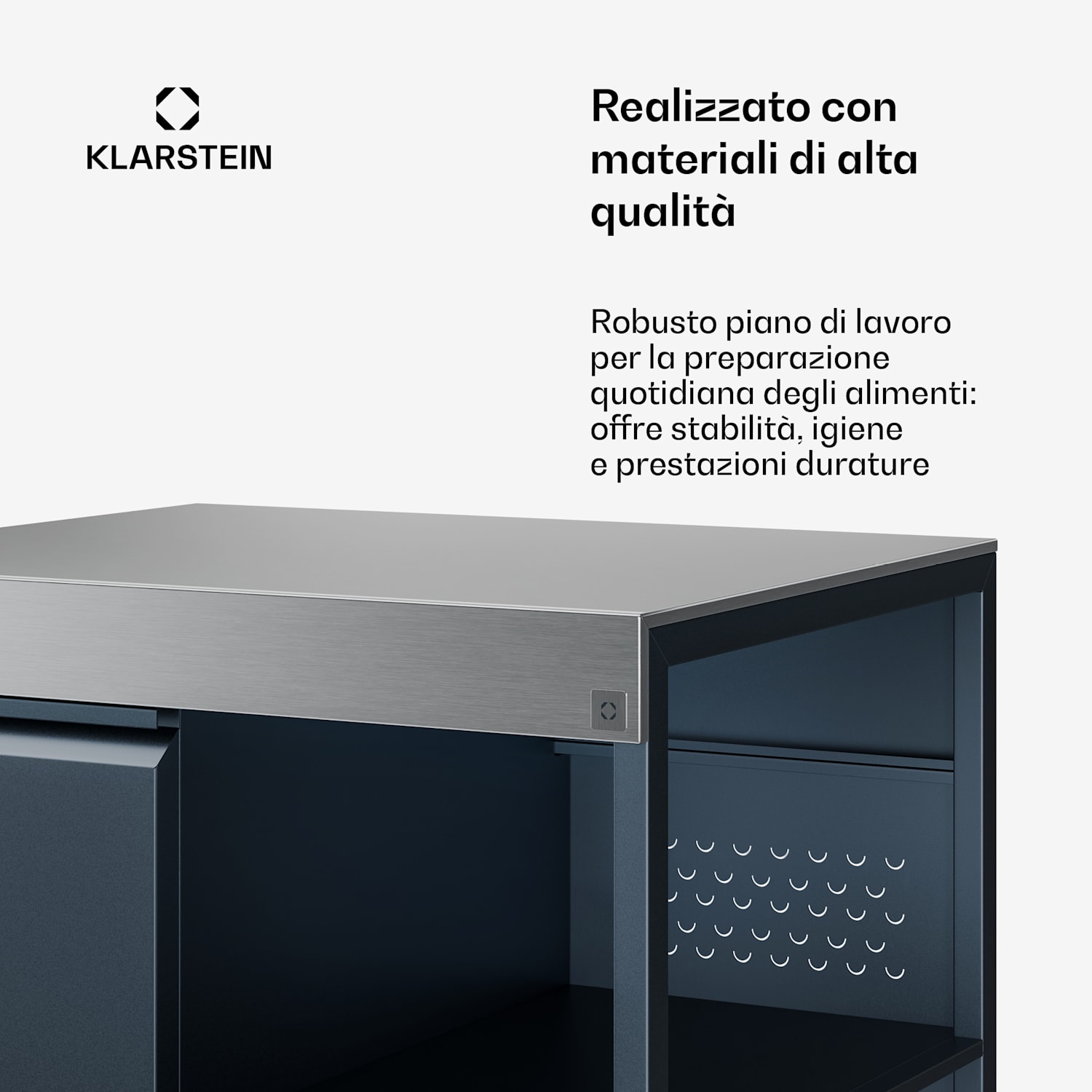 WaldChef - Armadietto | Piano di lavoro in acciaio inox | Resistente alle intemperie | 90 x 90 cm 