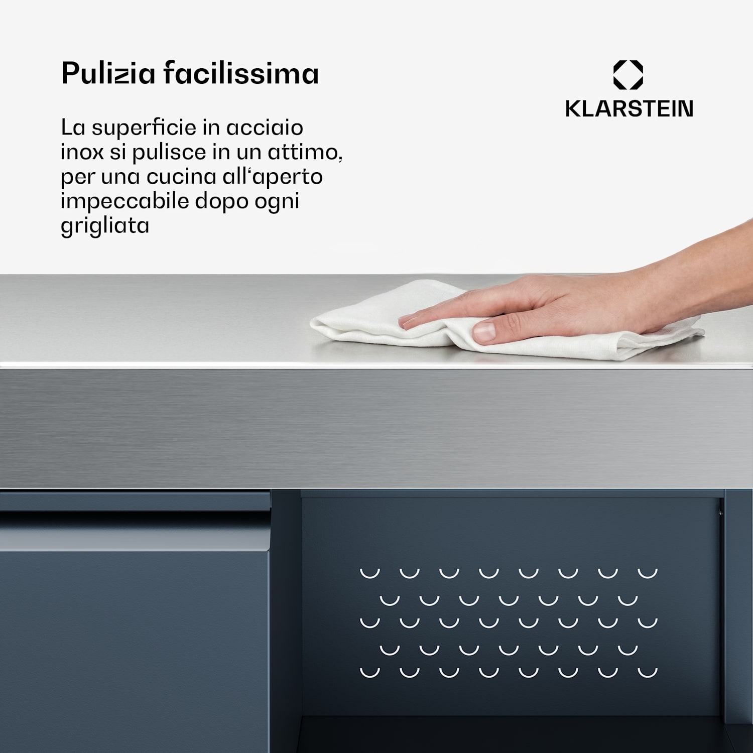 WaldChef - Armadietto | Piano di lavoro in acciaio inox | Resistente alle intemperie | 90 x 90 cm 