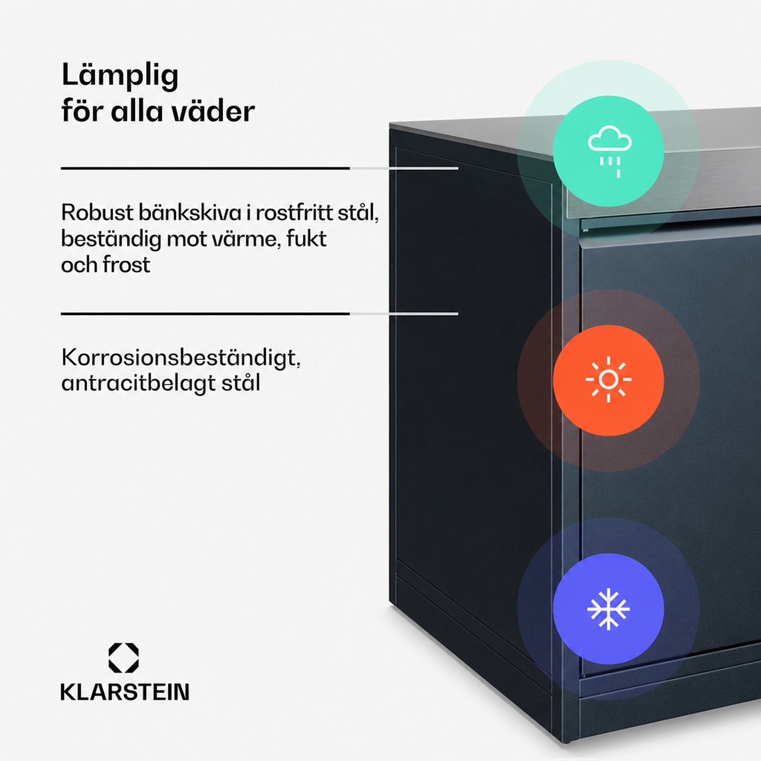 WaldChef Outdoor-kök | Kökskåp | Rostfri arbetsbänk | Väderbeständig | 90 x 90 cm Köksskåp