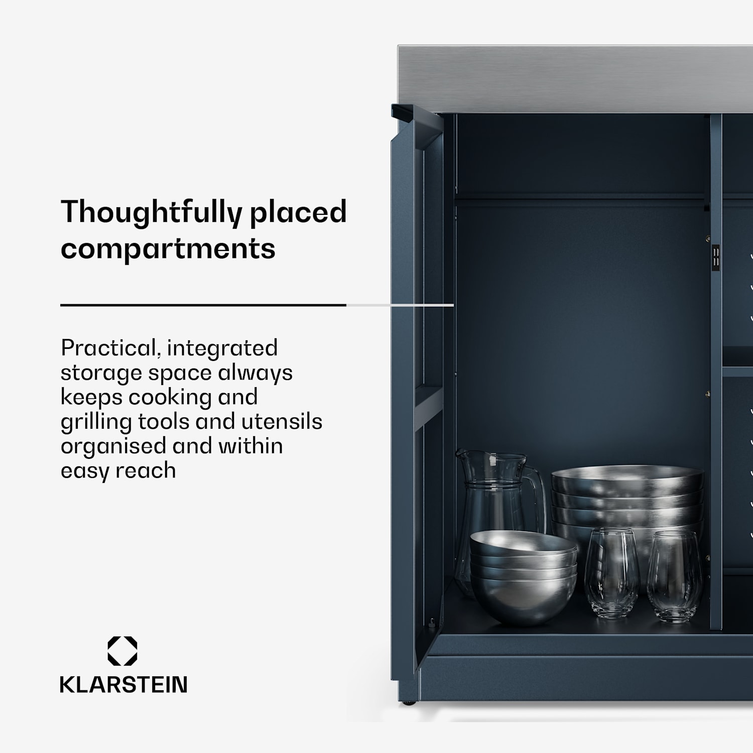 WaldChef storage cabinet | stainless steel worktop | weatherproof | 90 x 90 cm 