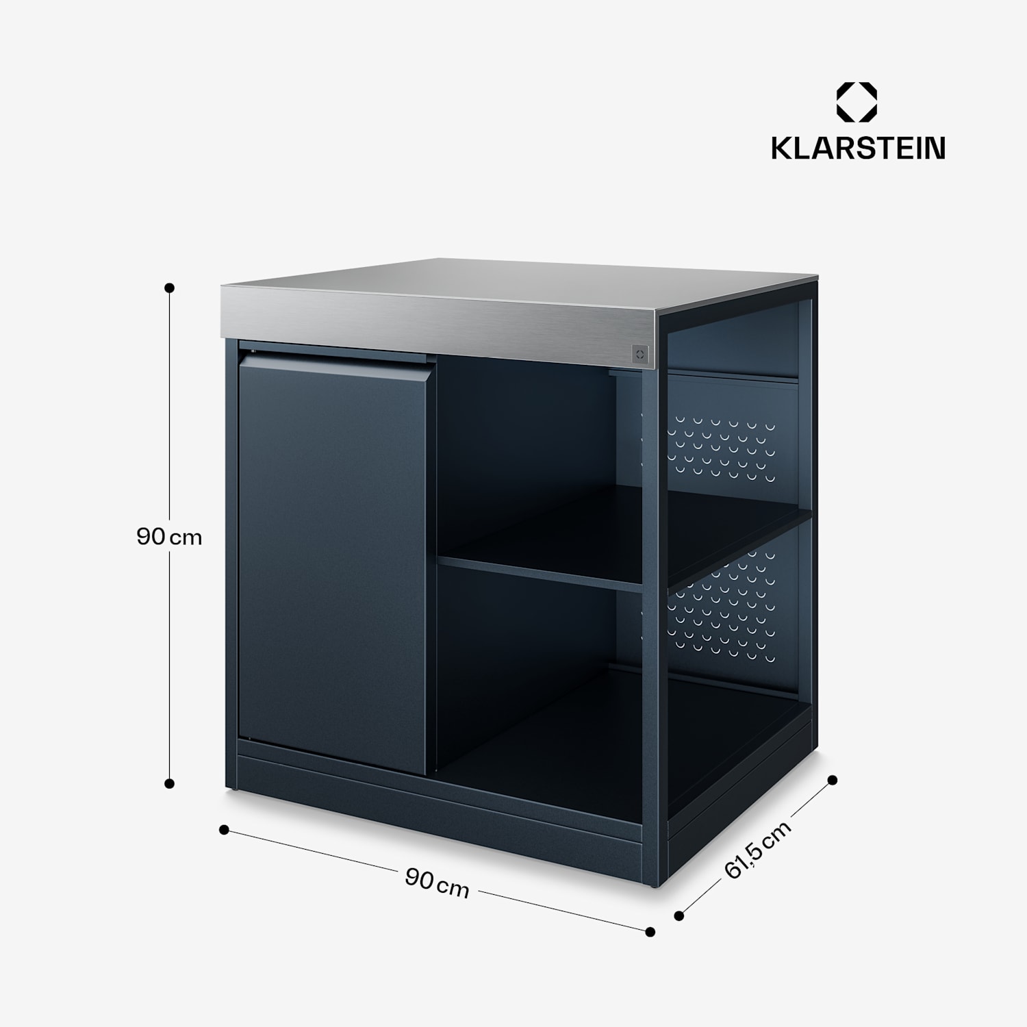 WaldChef - Armadietto | Piano di lavoro in acciaio inox | Resistente alle intemperie | 90 x 90 cm 