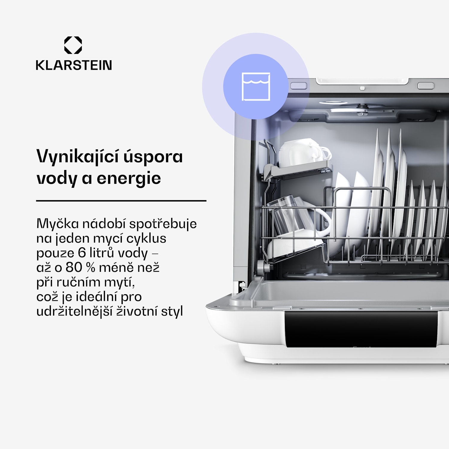 Stolní myčka nádobí Melville | 7 programů | Technologie Aqua-Stop | 860 W | 42 cm D