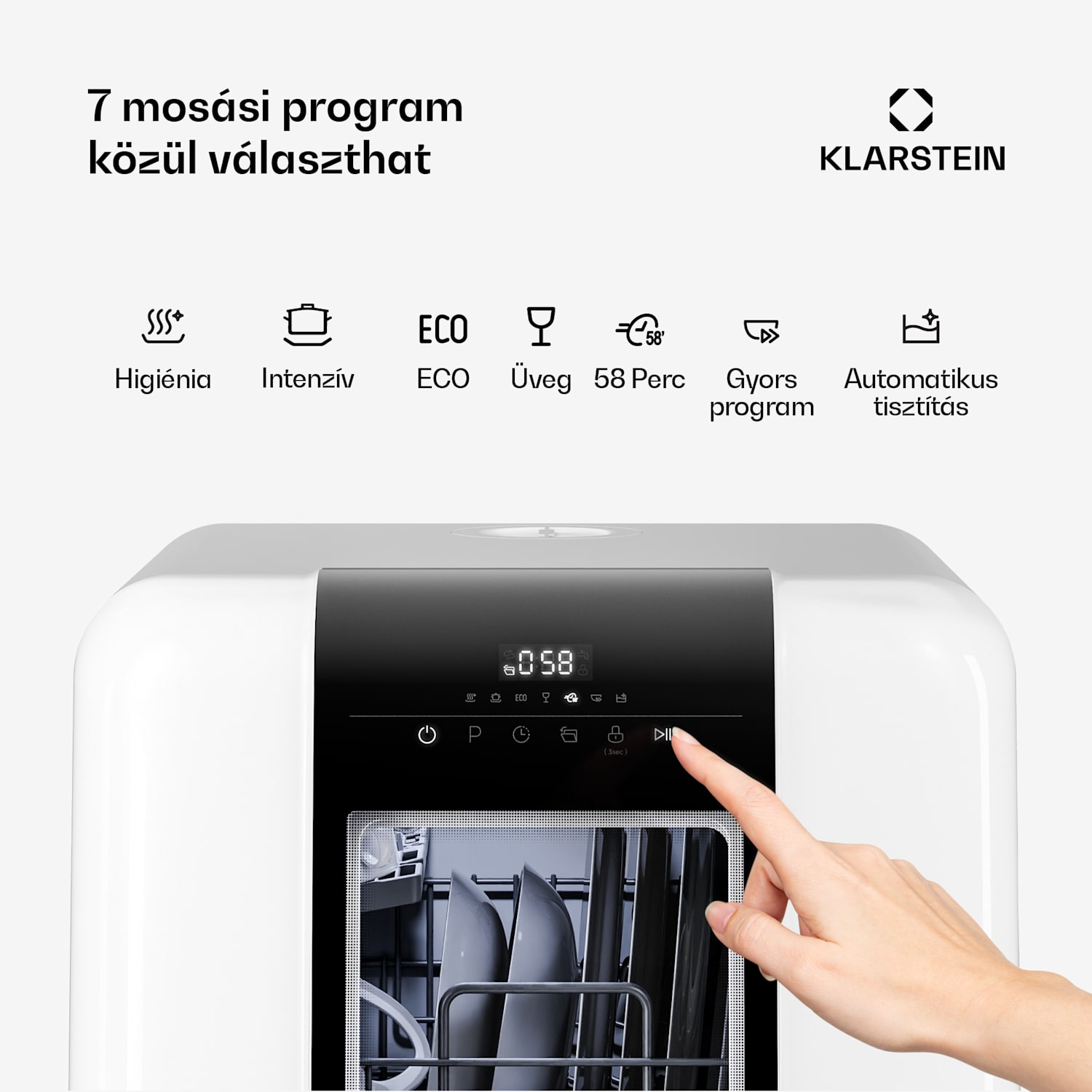 Melville asztali mosogatógép | 7 program | Aqua-Stop technológia | 860 W | 42 cm D