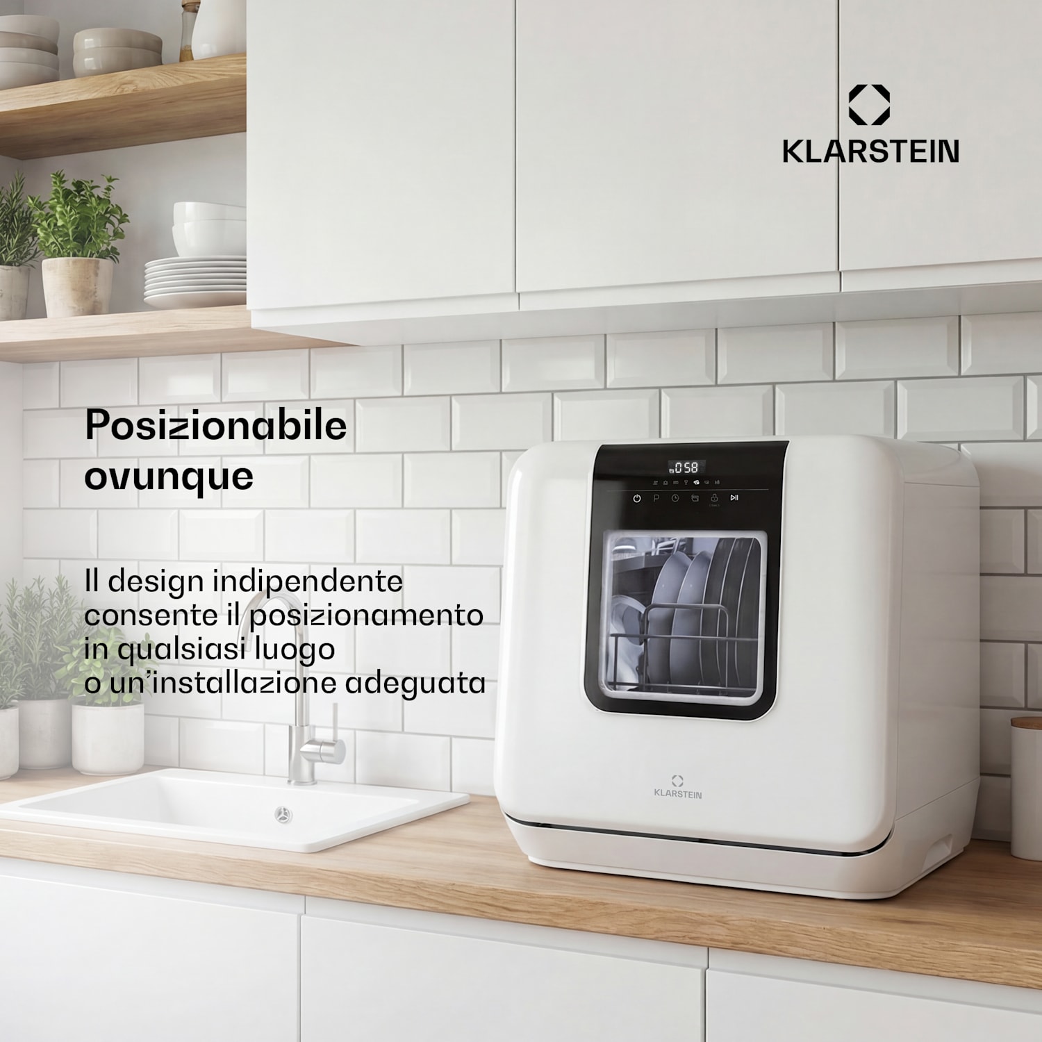 Melville - Lavastoviglie da tavolo | 7 programmi | Tecnologia AquaStop | 860 W | 42 cm D