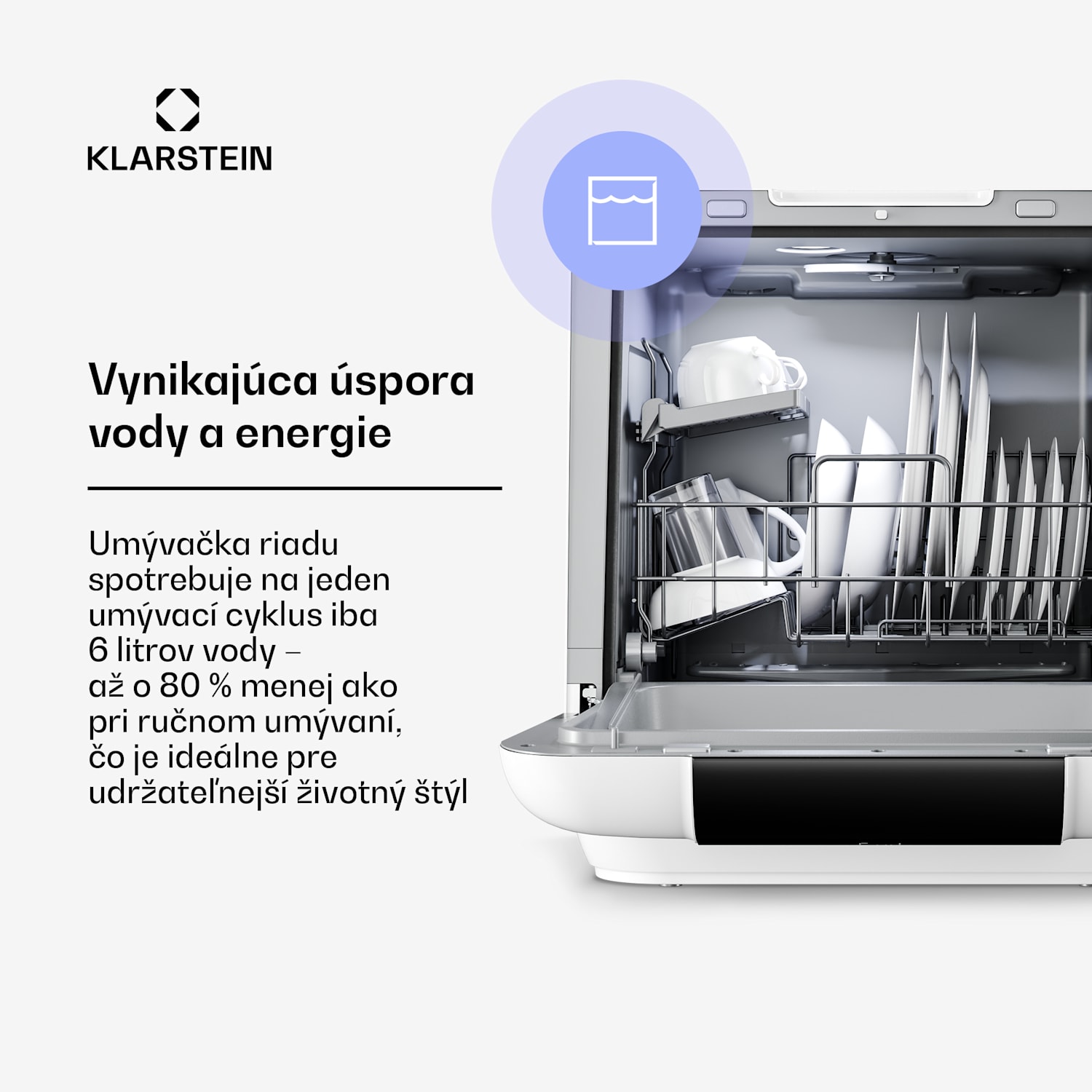 Melville stolová umývačka riadu | 7 programov | Technológia Aqua-Stop | 860 W | 42 cm D