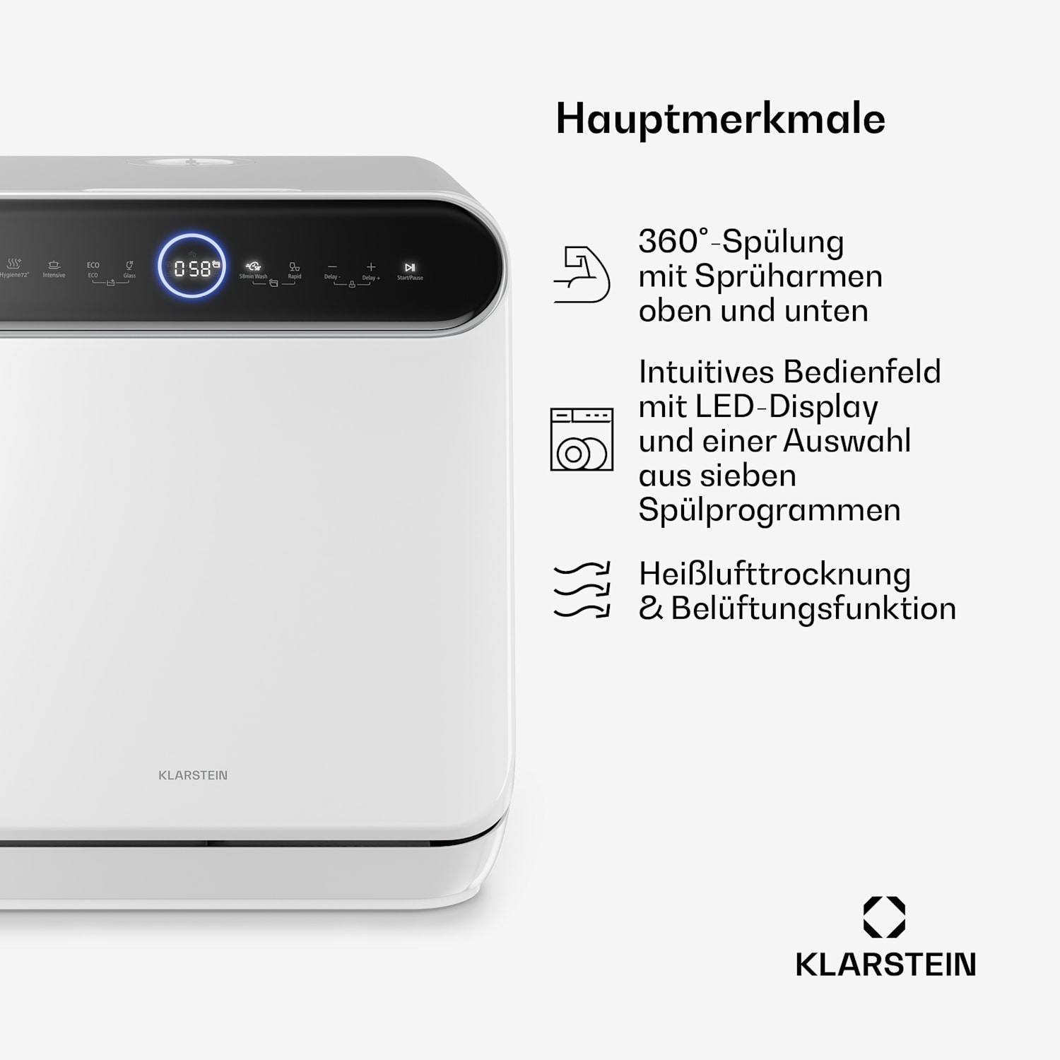 Oceana Tischgeschirrspüler | 7 Programme | Aqua-Stop-Technologie | 860 W | 42 cm D