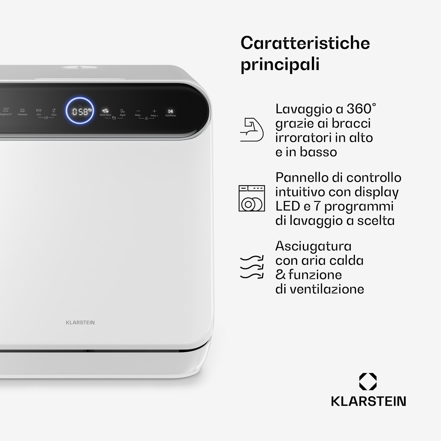 Oceana - Lavastoviglie da tavolo | 7 programmi | Tecnologia AquaStop | 860 W | 42 cm D