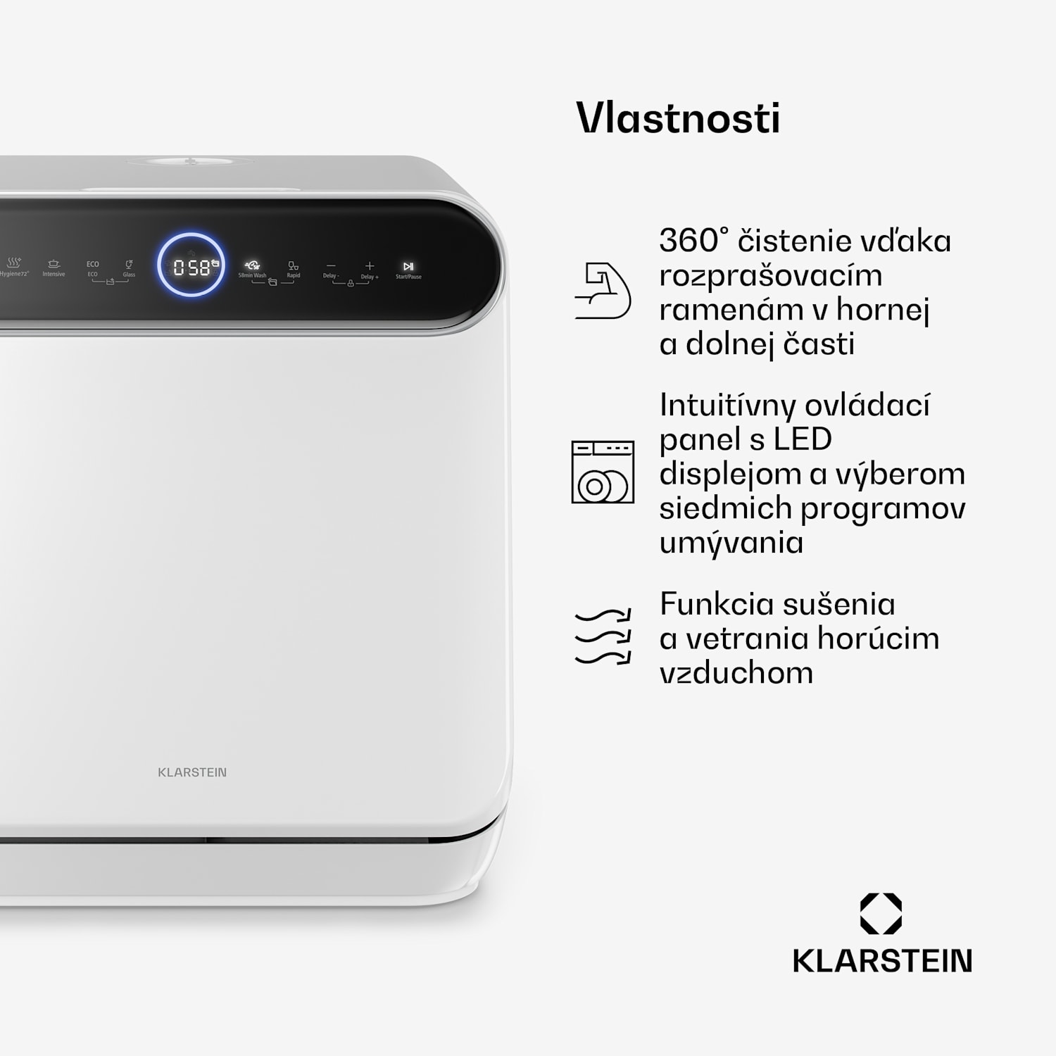 Oceana stolová umývačka riadu | 7 programov | Technológia Aqua-Stop | 860 W | 42 cm D