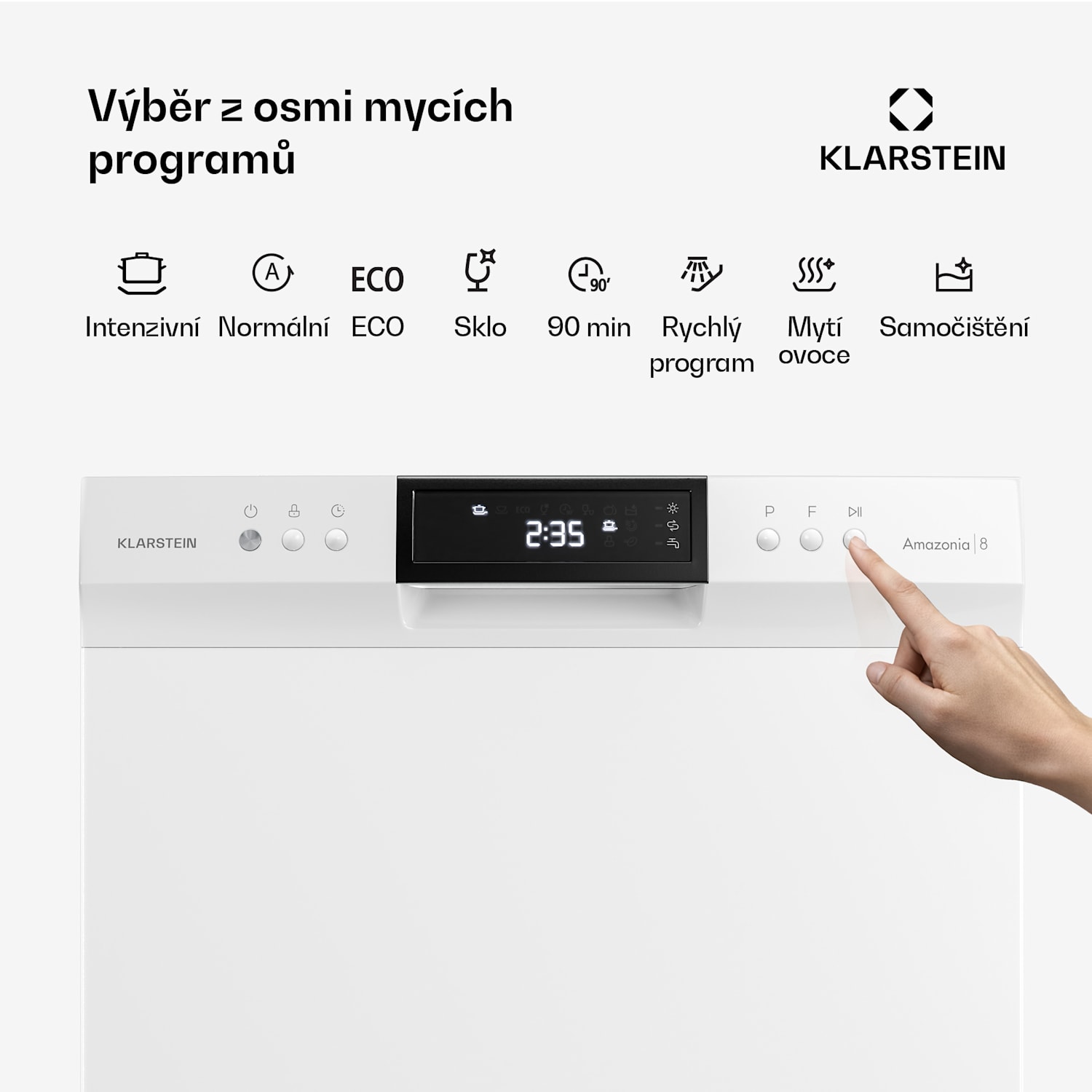 Vestavná myčka nádobí Amazonia | 8 programů | Technologie Aqua-Stop | 1620 W | 55 cm Bílá