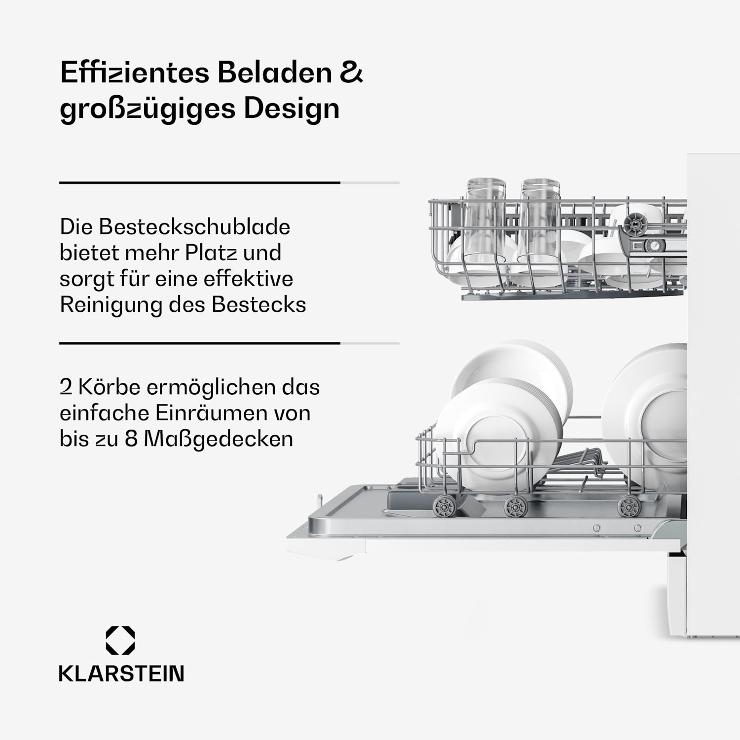 Amazonia Einbauspülmaschine | 8 Programme | Aqua-Stop-Technologie | 1620 W | 55 cm Weiß